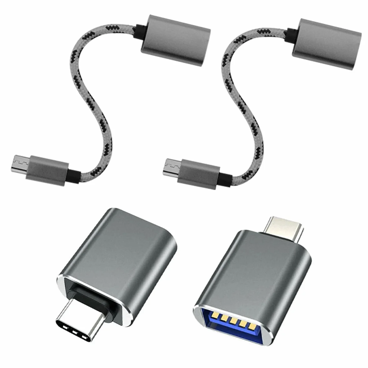 Adattatore USB C a USB 3.0 4 Pezzi Cavo USB Femmina a USB Tipo C Maschio OTG Compatibile con MacBook iPhone iPad Samsung Galaxy Grigio