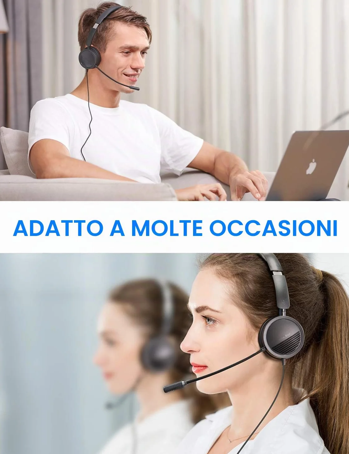 New Bee Cuffia PC con Microfono Cuffie USB/3.5 mm Suono Stereo Nitido Auricolare Business per Skype Zoom MS Team Seminario Web Chiamare Call Center(5 pezzi)
