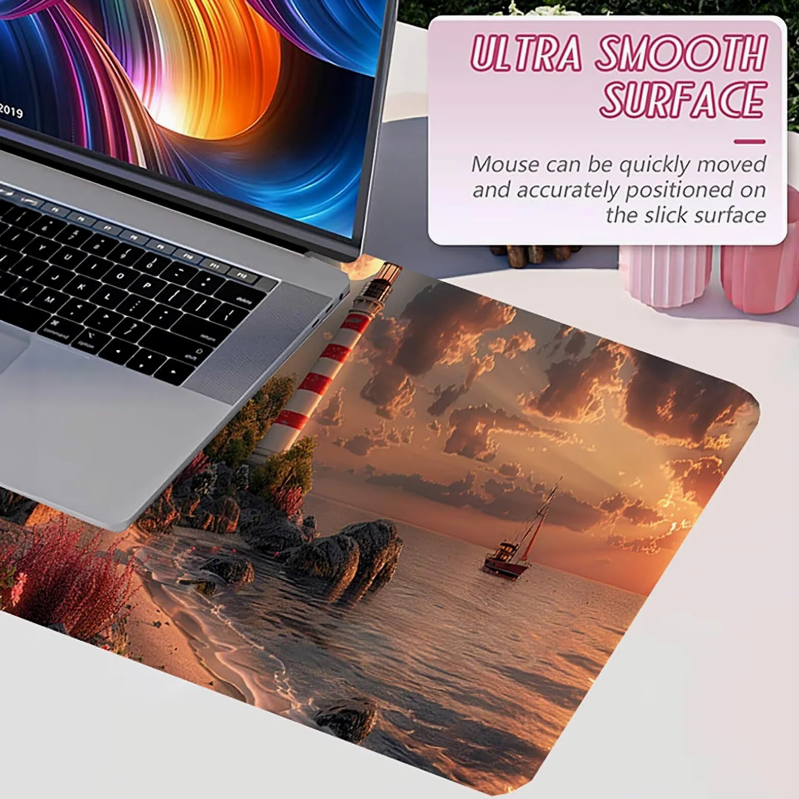 Tappetino Mouse XXL 1500 x 800 mm, Tappetino Mouse Spiaggia, Gaming Mousepad Migliorare la Velocità e la Precisione, Mouse Pad con Base in Gomma Antiscivolo, Ufficio Accessori Gaming, Verde Y-5483