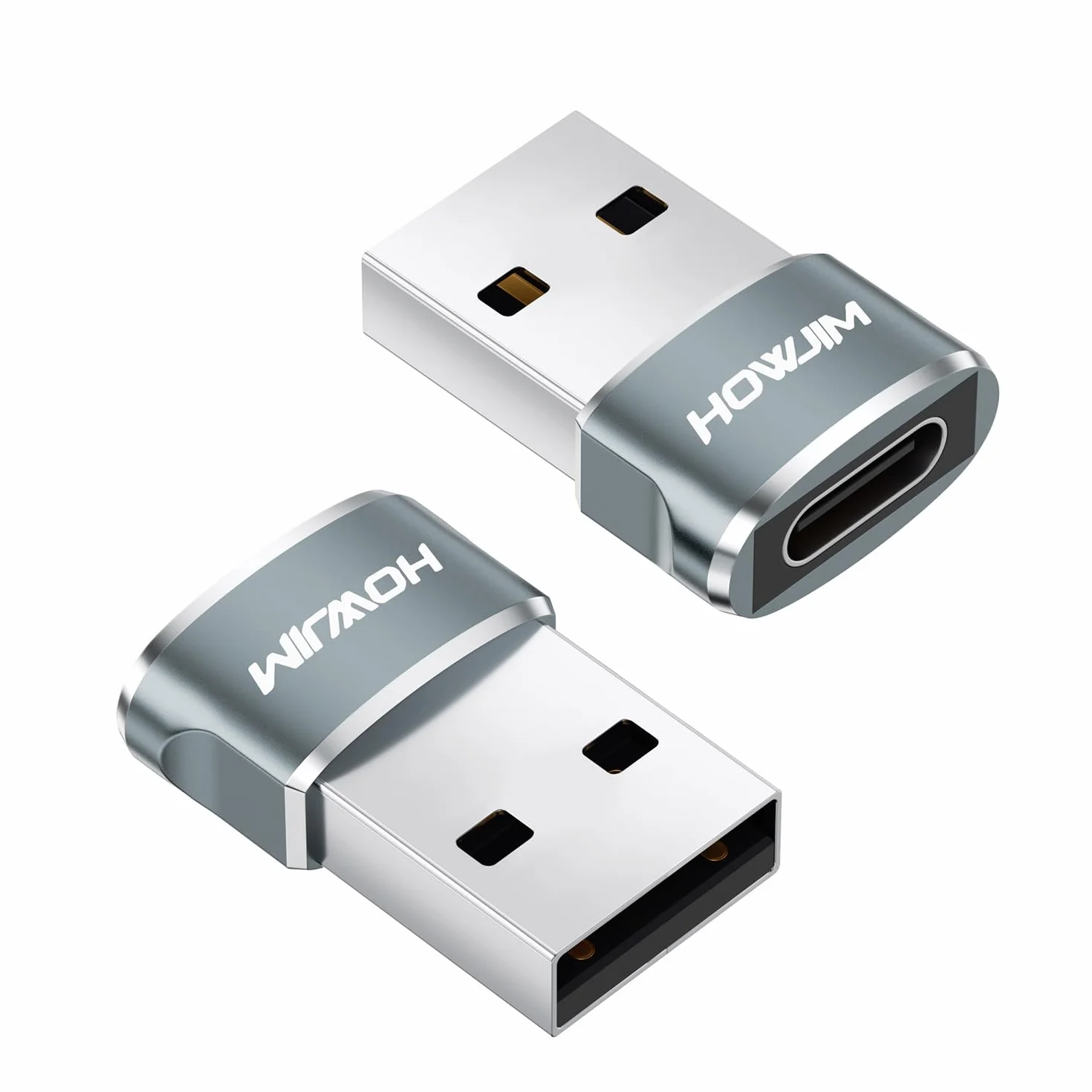 Adattatore da USB a USB C 2 pezzi PD 27W 66W Ricarica Rapida Trasmissione Dati 480Mbps Type C Femmina a USB 2.0 Maschio Grigio