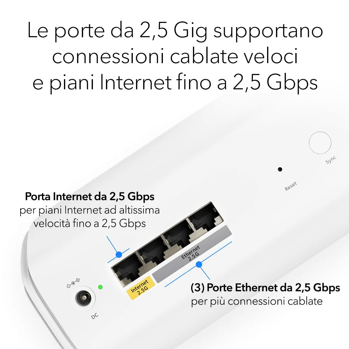 NETGEAR Orbi Serie 770 | WiFi 7 Mesh System | RBE773 | Router wireless + 1 satellite | Fino a 11 Gbps | Copre 540 m² | Supporta 100 dispositivi | Porta Internet 2,5 GB | Tri-Band BE11000| Kit da 3