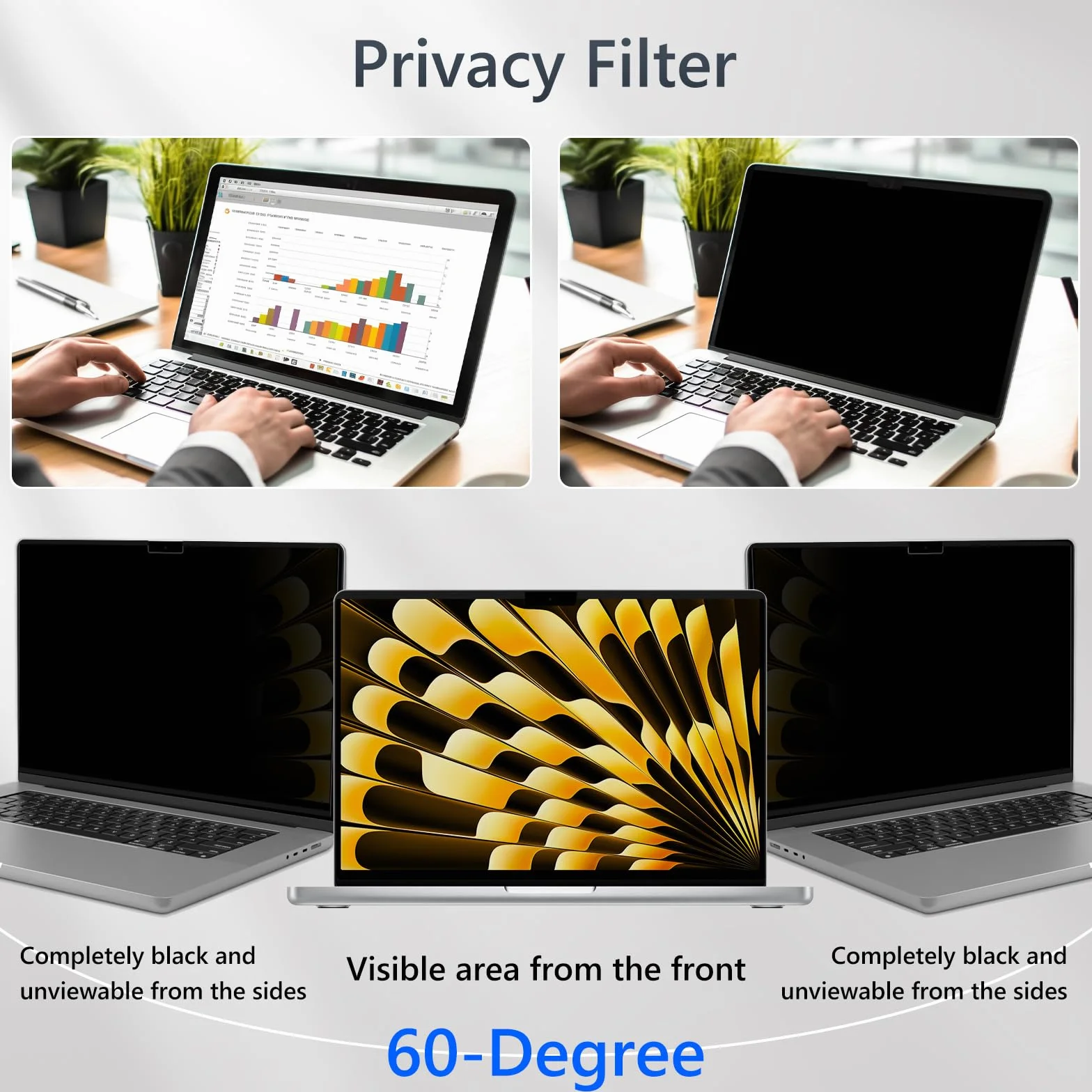 Filtro Schermo Privacy per MacBook Air 15 Pollici M5/M4/M3/M2 (2026/2025/2024/2023), Magnetico Pellicola Filtro Anti-Spia Rimovibile per MacBook Air 15" M5
