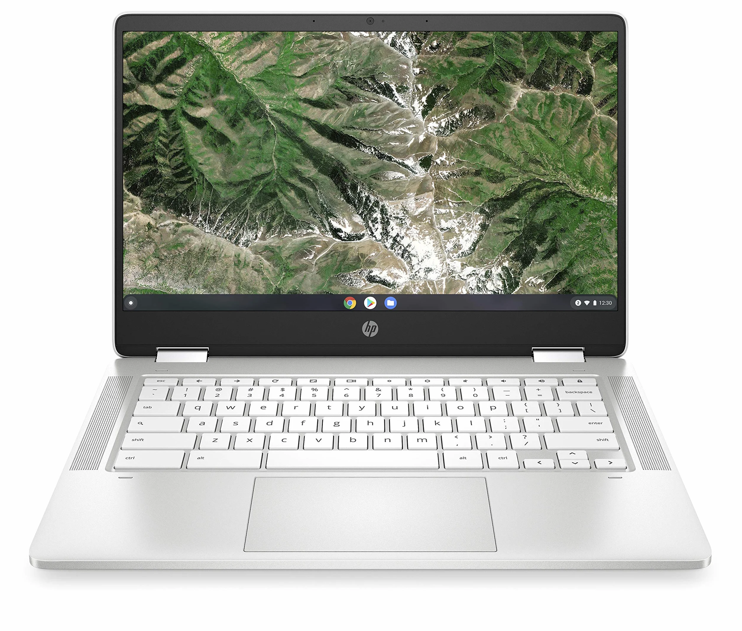 HP Chromebook x360 - Computer portatile da 14" Touch, Intel Celeron N4120, 4 GB DDR4 di RAM, 64 GB eMMC, Intel UHD Graphics 600, Sistema operativo ChromeOS, Tastiera QWERTZ, Germini, Bianco