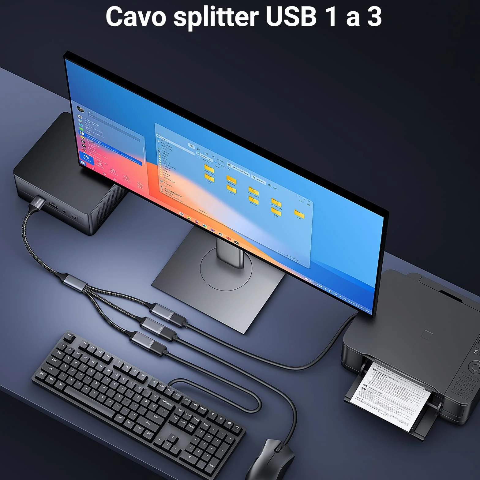 Sdoppiatore USB 3.0, splitter USB 2.0, cavo USB doppio maschio uscita femmina per ricarica, alimentazione e dati compatibile con PC portatile, TV, Mac, PS5 PS4, Xbox, mouse tastiera, stampante