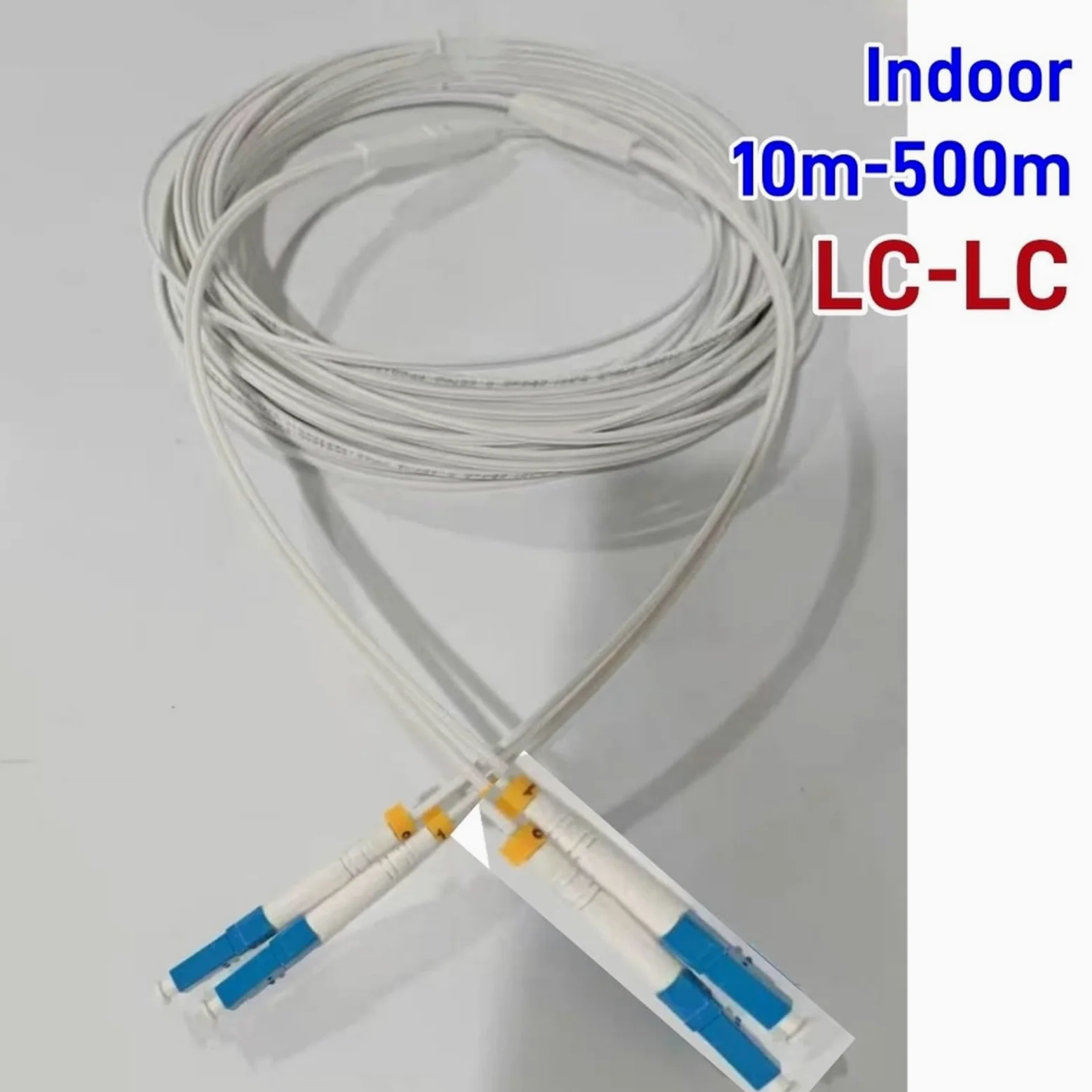 Cavo in fibra ottica FTTH Drop G652D monomodale LC-LC da 10 m a 500 m, 2 core e 2 acciai, for interni, cavo jumper da 100 m a 150 m(100m black)