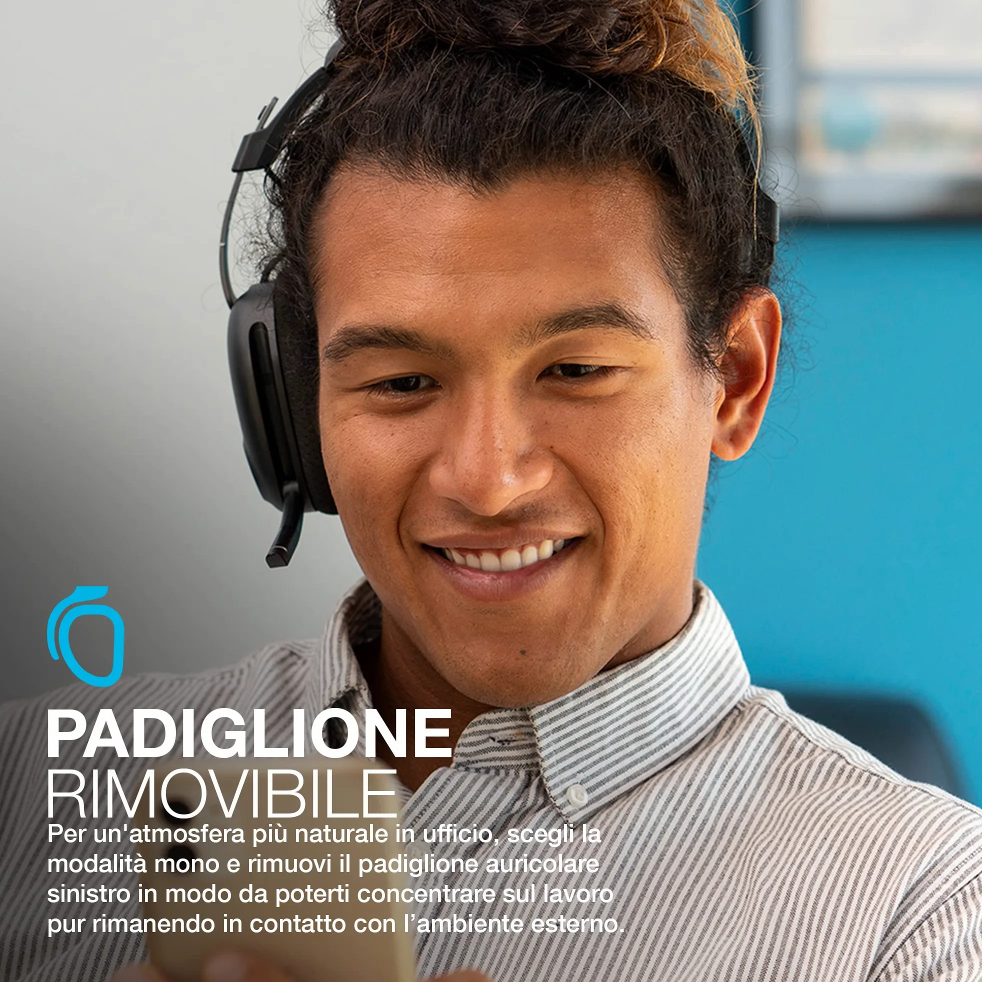 JLab JBuds Work Cuffie Wireless con Microfono - over-ear 60+h | Cuffie per Computer, Cablate o Wireless, Auricolare Bluetooth Multipunto per Laptop, Squadre, Ufficio