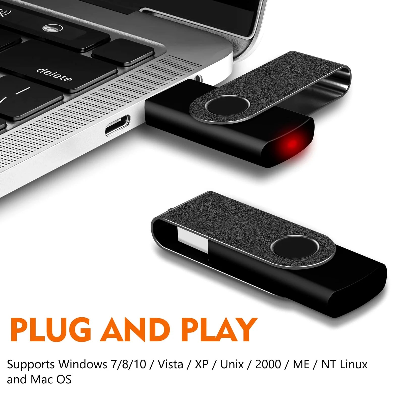 AreTop - Chiavetta USB da 64 GB, confezione da 10 unità USB 2.0 | Bulk - Chiavette USB girevoli per archiviazione dati, uso domestico e ufficio, confezione da 10, 64 GB, colore: nero