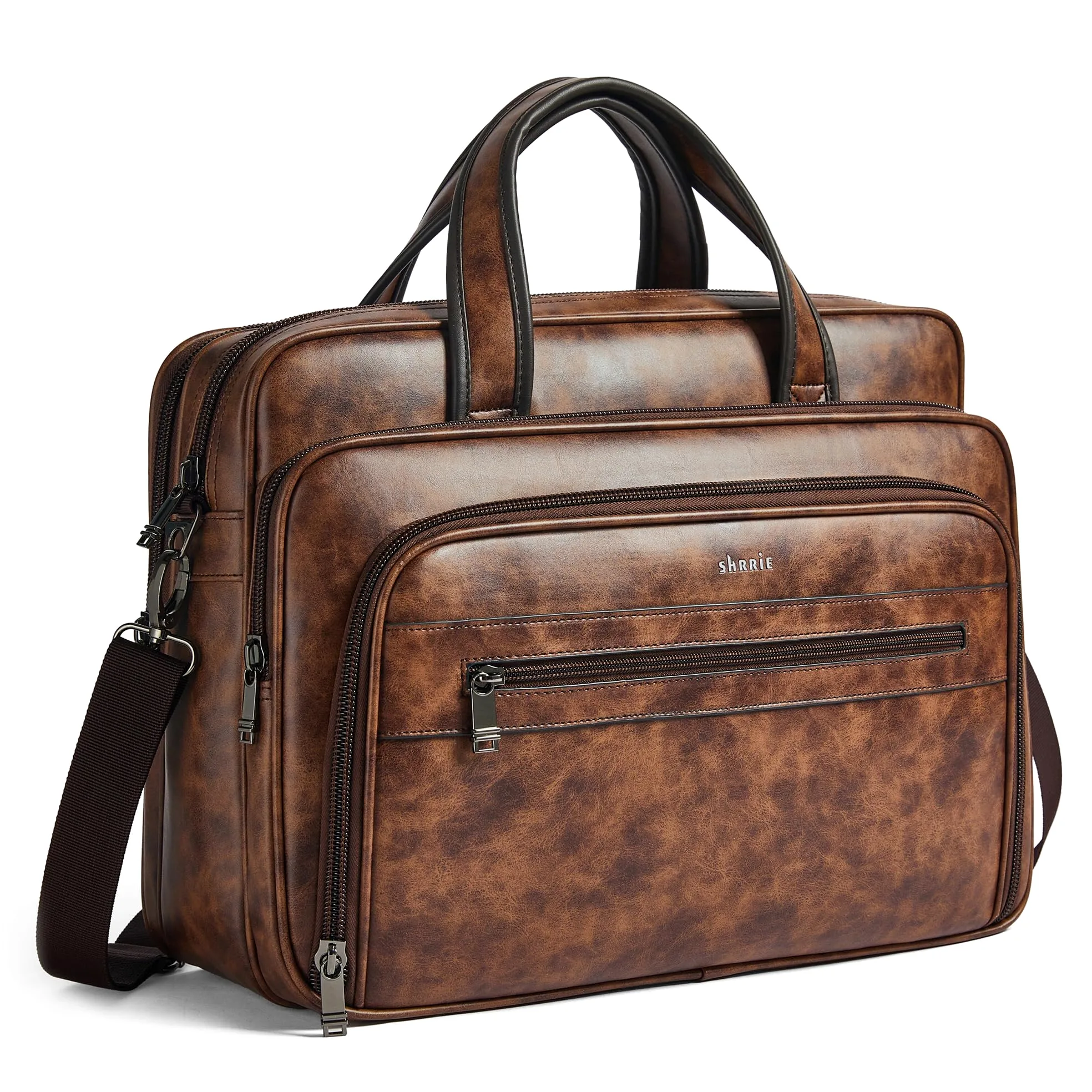 Shrrie Borsa del messaggero in pelle per uomini e donne Borsa per laptop in pelle da 17 pollici,Ufficio grande spalla a spalla resistente all'acqua,Lavoro