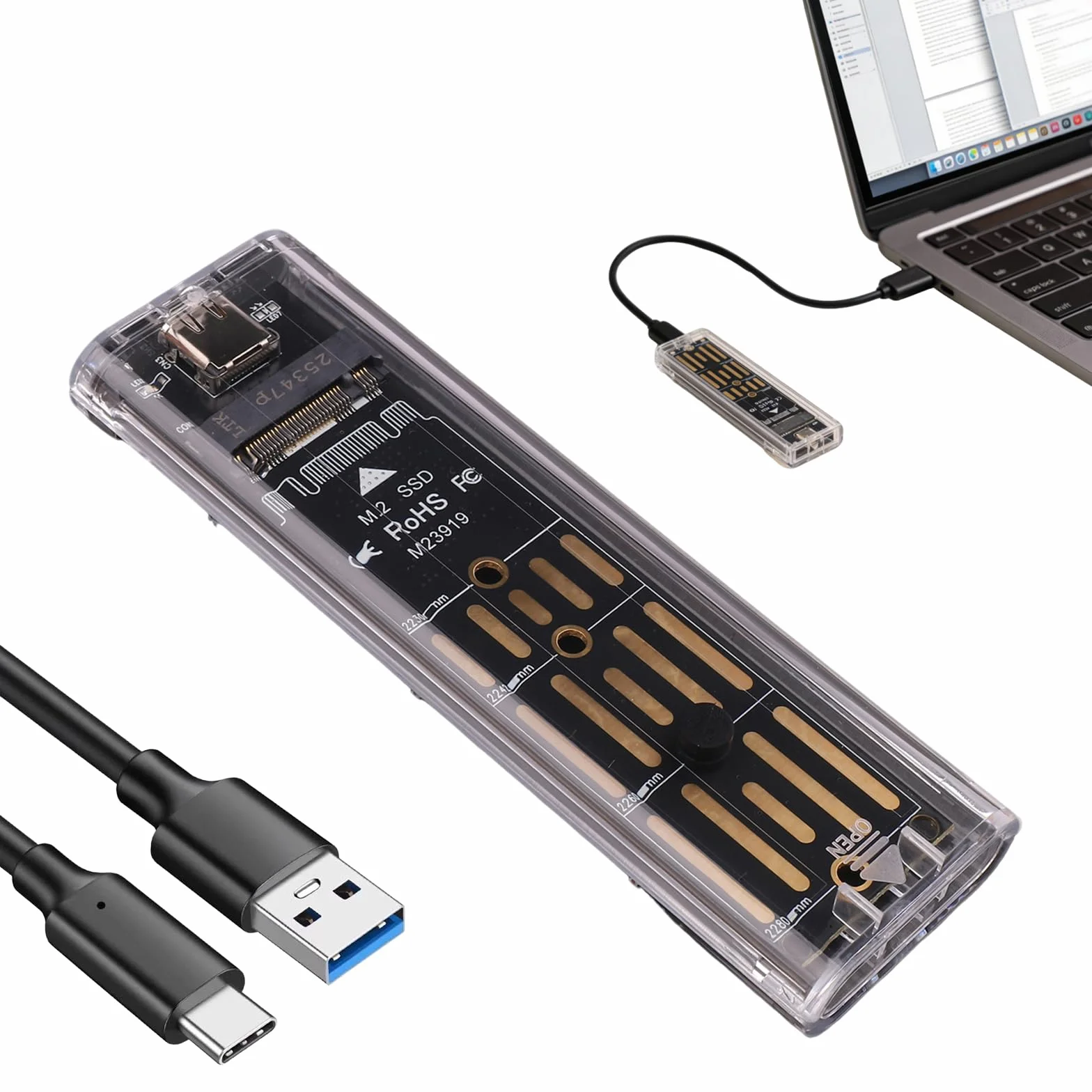 Case SSD M2 Nvme, 10Gbps Adattatore Nvme USB, Lettore SSD Esterno, USB 3.1 Gen2 Adatto per PCIe M-Key SSD 2230/2242/2260/2280 con UASP