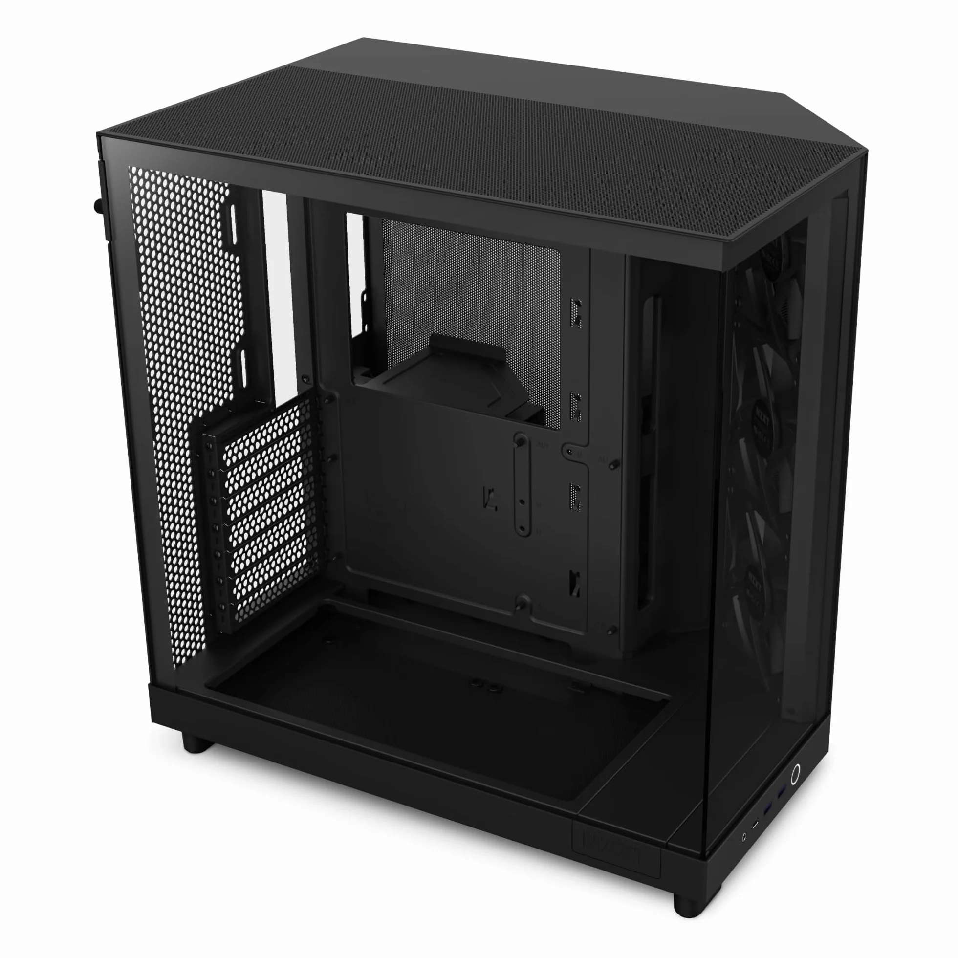 NZXT H6 Flow, CC-H61FB-01, Case Mid-Tower Compatto a Doppia Camera con Flusso d'Aria, Pannelli in Vetro Panoramico, Flusso d'Aria ad Alte Prestazioni, Include 3 Ventole da 120 mm, Nero | Case ATX compatto a doppia camera con vetro panoramico e 3 ventole 1