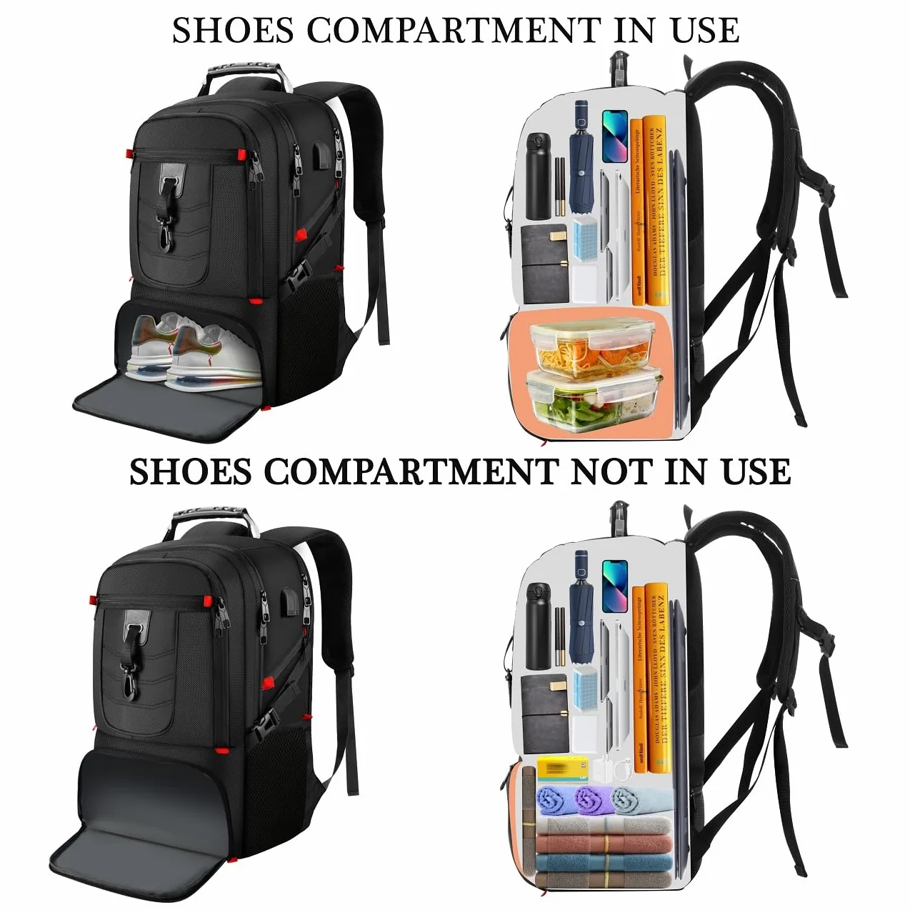 Zaino Porta PC Portatile da 18,4 Pollici per Uomo, da Viaggio con Scomparto per Scarpe e Tasca Antifurto, per la Scuola, Impermeabile, per College, Ragazzi Affari Lavoro, Sportivo