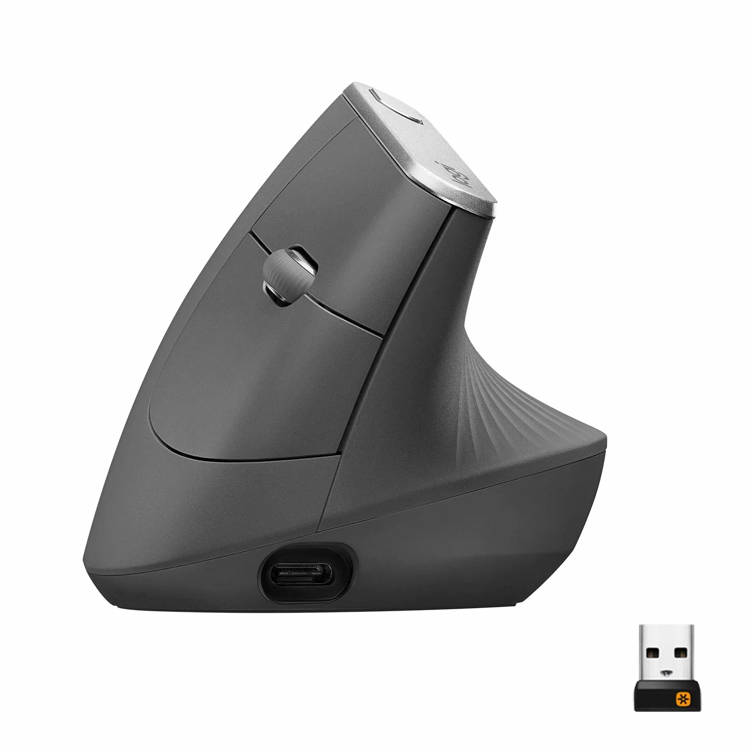 Logitech MX Verticale Mouse Wireless Ergonomico Multi-Dispositivo Bluetooth 2.4GHz USB Unifying 4K DPI 4 Pulsanti Ricarica Rapida PC Mac iPadOS Grigio