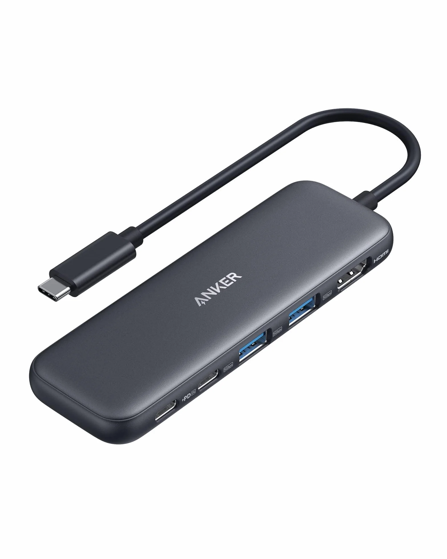 Anker 332 Hub USB C 5 in 1, Adattatore Type C con Display HDMI 4K, Porta dati da 5 Gbps e 2 Porte USB-A per MacBook Pro, Air, Dell XPS, Lenovo Thinkpad, Laptop HP Altro (Nero)