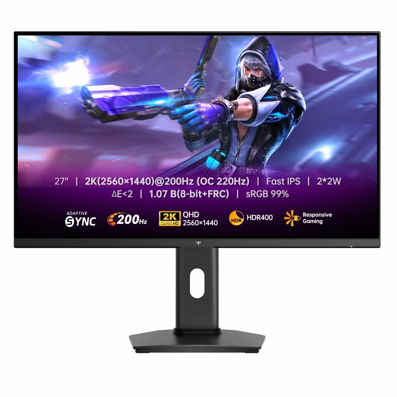 KTC Monitor Gaming 27 Pollici QHD 2560x1440 200Hz Fast IPS 1ms GTG HDR400 Adaptive Sync 10 Bit Supporto Regolabile