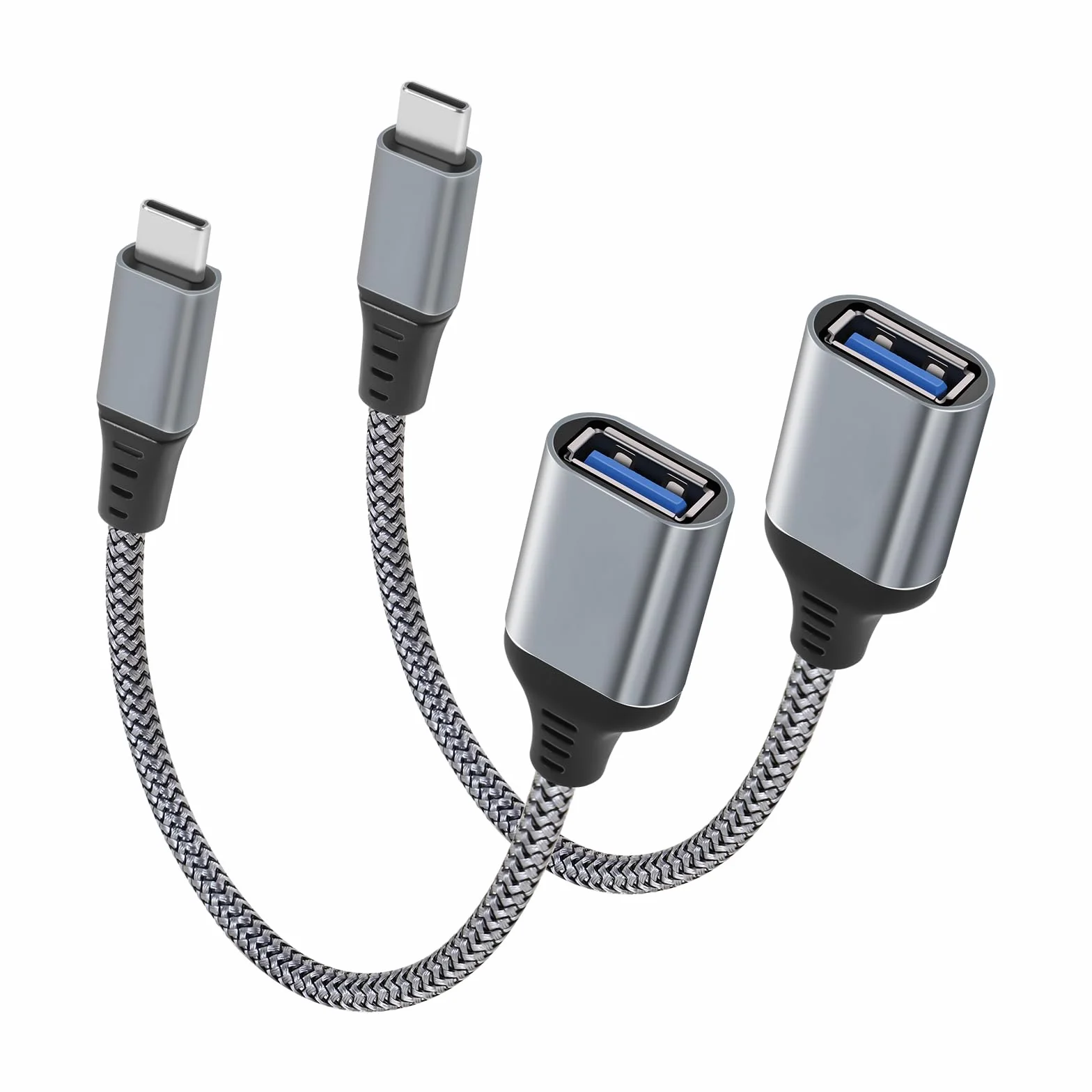 Adattatore USB C a USB 3.0 [2 Pezzi] - Cavo OTG Tipo C Maschio a Femmina Compatibile Con Galaxy S24, iPhone 16 Pro/15 Pro Max, iPad Pro, Huawei P30, Google Pixel 3XL