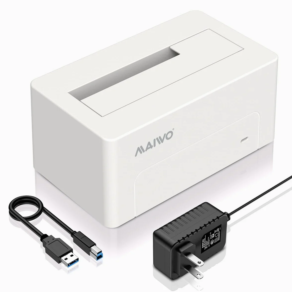 MAIWO Adattatore da SAS a USB 3.0, 2,5" SAS SATA HDD SSD, capacità 24 TB, docking station per lettore di dischi rigidi esterni con adattatore di alimentazione 12 V 2 A, senza attrezzi (bianco)