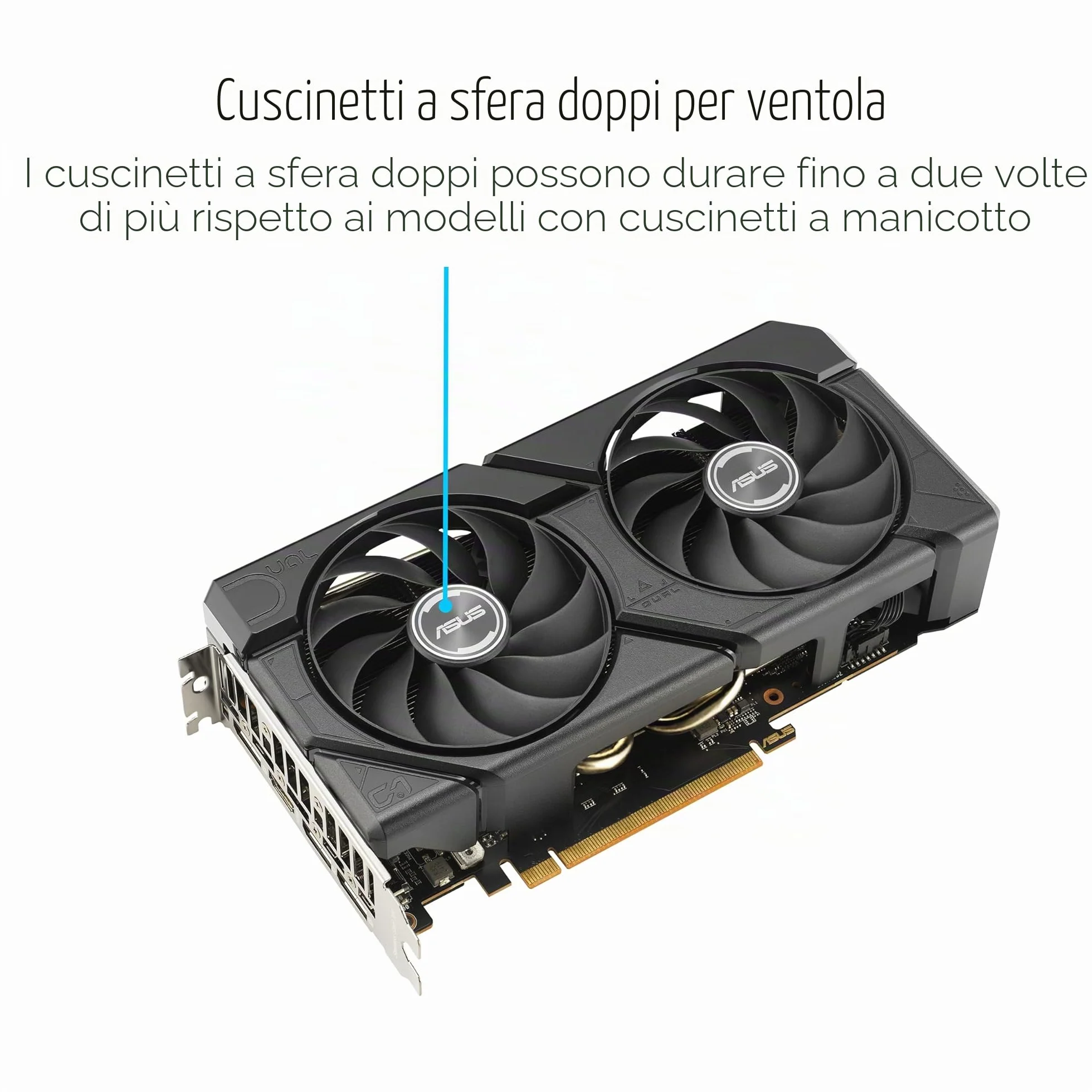 ASUS Dual Radeon RX 7600 EVO OC Edition, Scheda Grafica 8 GB GDDR6, fino a 2715 MHz nella Modalità Boost, PCIe 4.0, 1 HDMI 2.1, 3 DisplayPort 1.4a, Nera, DUAL-RX7600-O8G-EVO