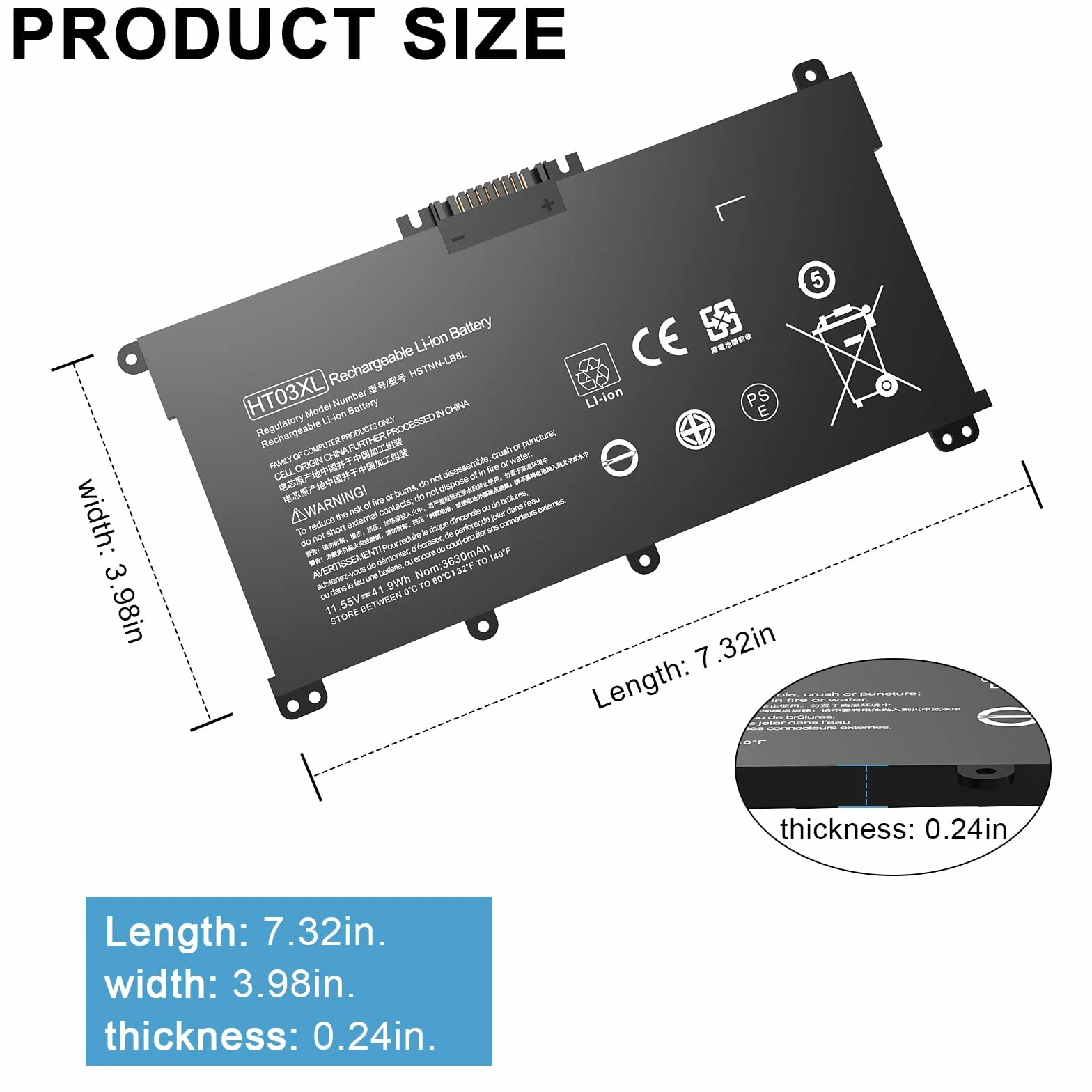 HT03XL L11119-855 - Batteria per laptop HP Pavilion 250 G7 255 240 G7 340 G5 348 G5 X360 15-CS 15-CW 15-DA 15-CR 15-CU15-DB 15-DW 17-CA 14 -CE 14 4-CtF1 4-DF HSTNN-LB8L HSTNN-LB8M Batteria di ricambio
