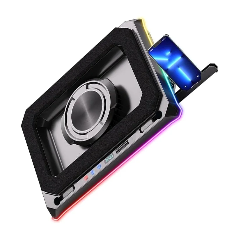 Supporto per Laptop Ventilato RGB con Angolo Regolabile e Hub USB per Gaming su Notebook fino a 21 Pollici(A8)
