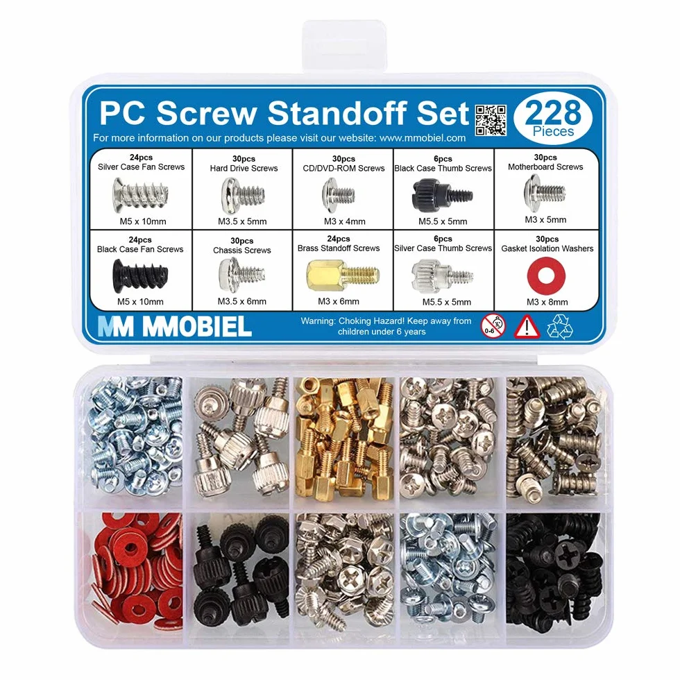 MMOBIEL 228Pz PC Standoff Set Viti Distanziamento per Case Hard Drive Motherboard Fan