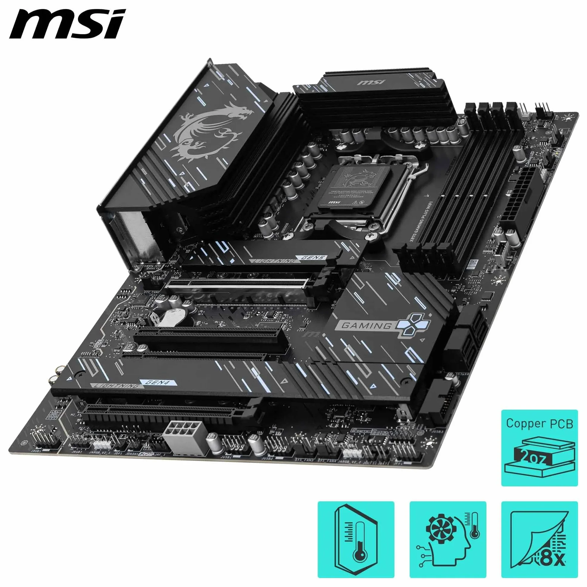 MSI X870 Gaming Plus - Scheda madre da gioco WiFi (supporta processori AMD Ryzen serie 9000/8000/7000, AM5, DDR5, PCIe 5.0, M.2, SATA, 5Gbps LAN, USB-C, Wi-Fi 7, Bluetooth 5.4, Thunderbolt 4, ATX)