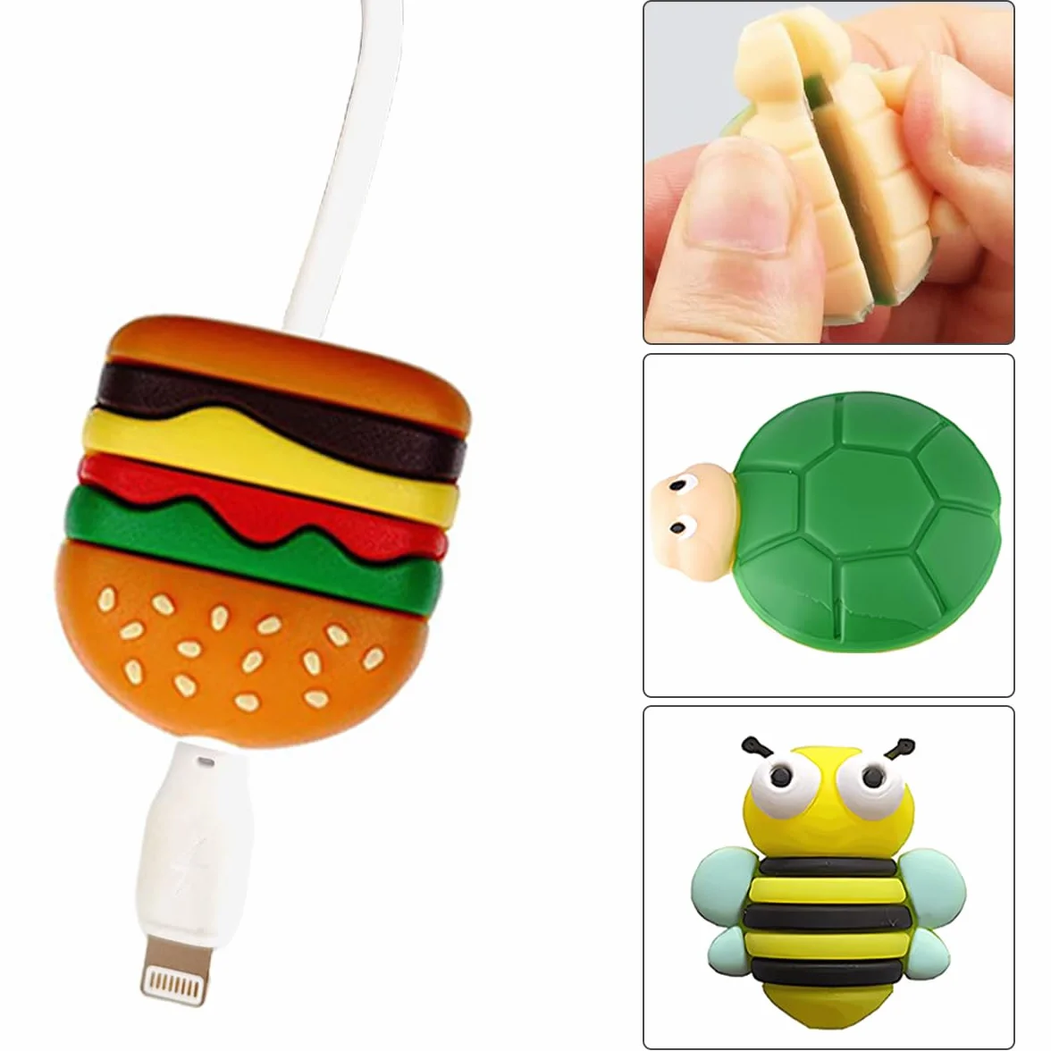 Proteggi Cavo - Protettore Frutta Animale Cartone Animato, Protezione Caricatore per Animali, Prevenire Rottura USB Phone