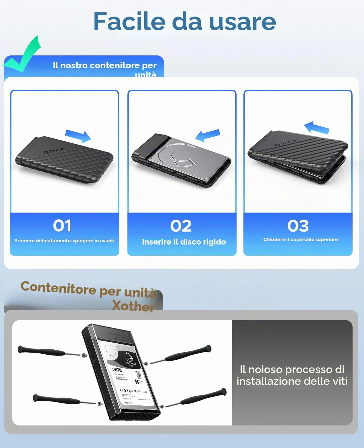 ORICO Custodia Esterna per Hard Disk 2,5 pollici, Case HDD/SSD SATA USB 3.0(6Gbps) compatibile con Unità da 7mm/9,5mm, Supporta UASP e TRIM, Installazione Senza Attrezzi – Nero 25PW1-U3