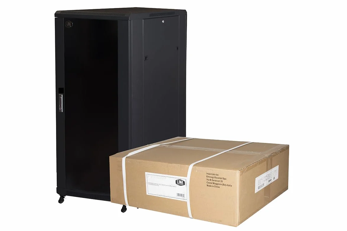 Armadio Rack 19" 27U Reti 600x800 Nero Porta Vetro