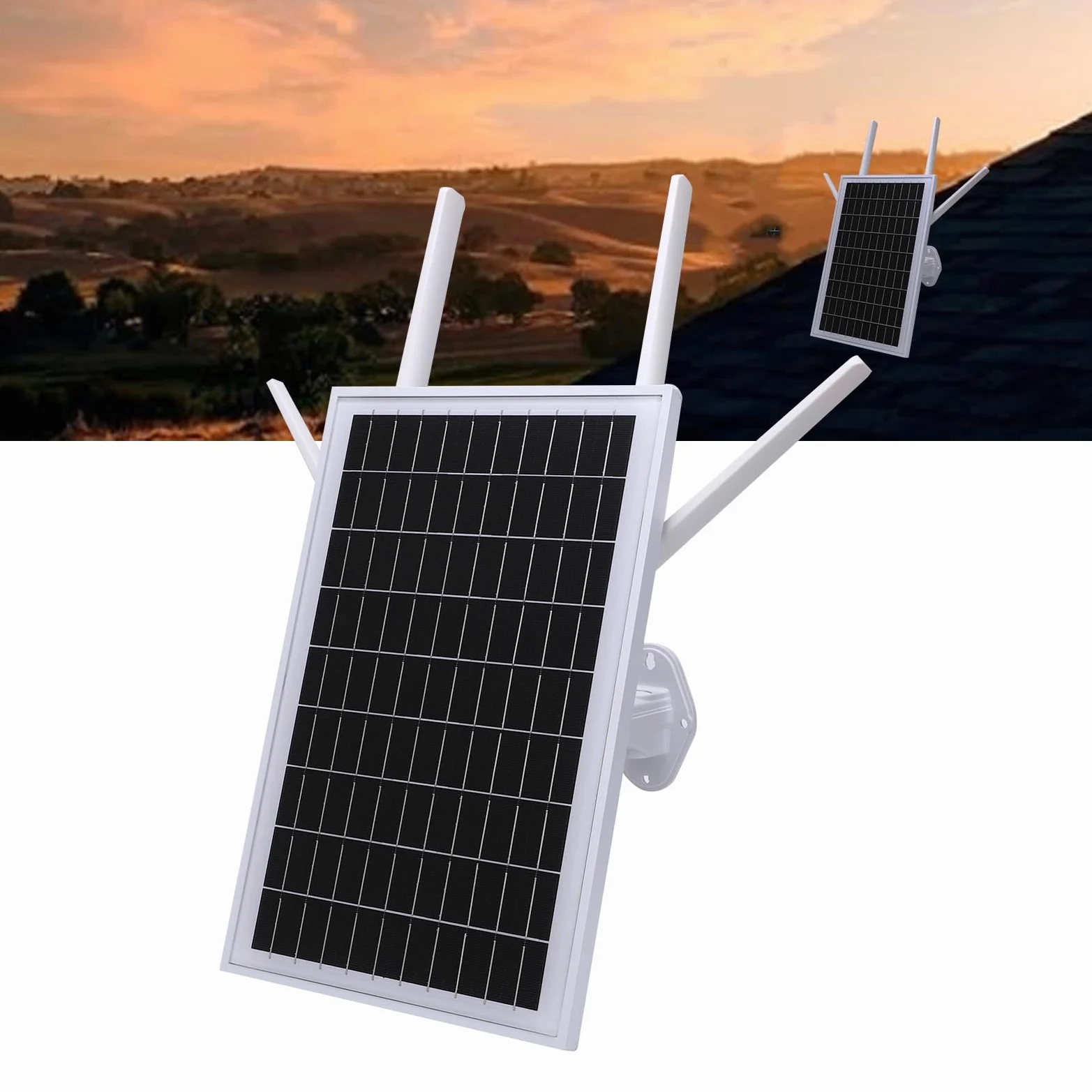 Fdit Router Modem 4G LTE con energia solare da 15 W, Estensore WiFi con energia solare all'aperto IP66 Router wireless impermeabile (versione europea (B1/3/7/8/20/28a/40)