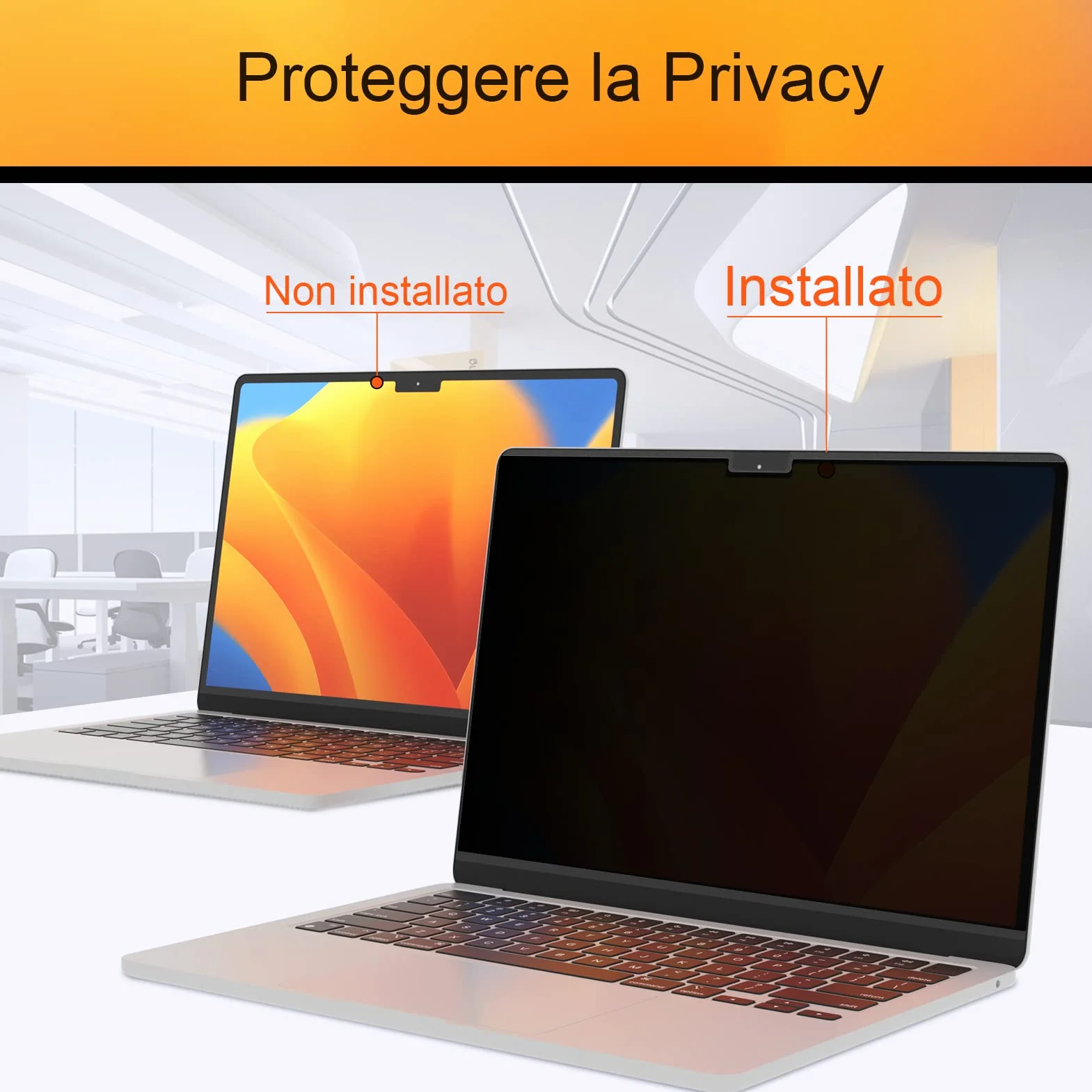 Filtro Privacy MacBook Magnetico Compatibile con MacBook Pro 13 Pollici(2016-2022, M1, M2) e MacBook Air 13 Pollici(2018-2021, M1), Anti Luce Blu Pellicola Protezione Della Privacy Filter Portatile