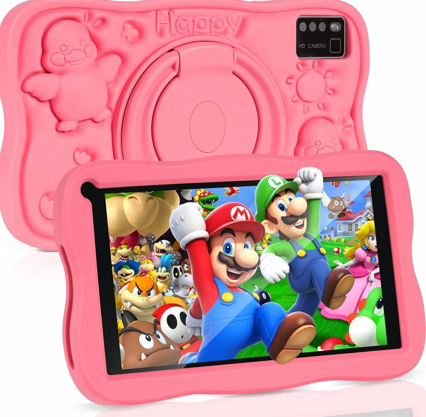 SUMTAB Tablet Bambini 7 Pollici con Controllo Parentale, Android 13 Tablette, 8 GB RAM 64GB ROM (256 GB Estensione) Bluetooth, WiFi,Tablet per Bambini con Custodia(Rosa)