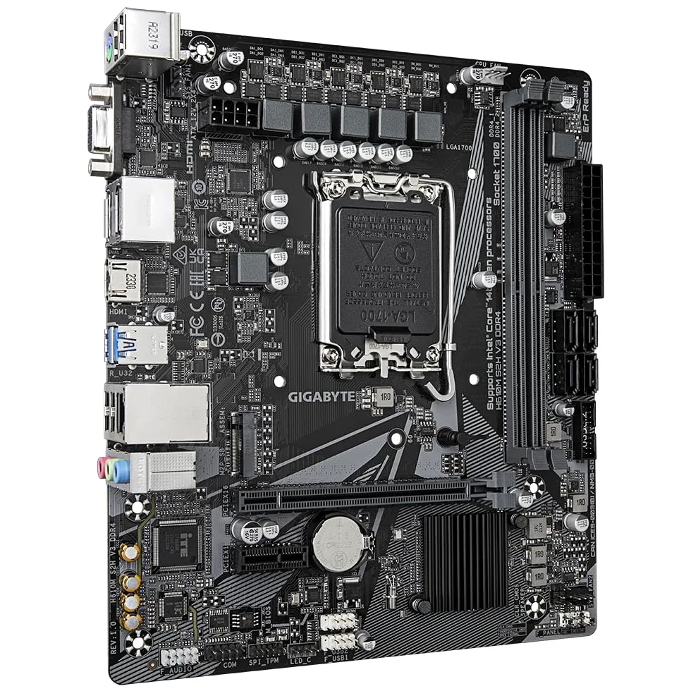 GIGABYTE H610M S2H V3 DDR4 Scheda madre - Supporta processori Intel Core 14th CPUs, 4+1+1 Hybrid Digital VRM, up to 3200MHz DDR4, 1xPCIe 3.0 M.2, GbE LAN, USB 3.2 Gen 1