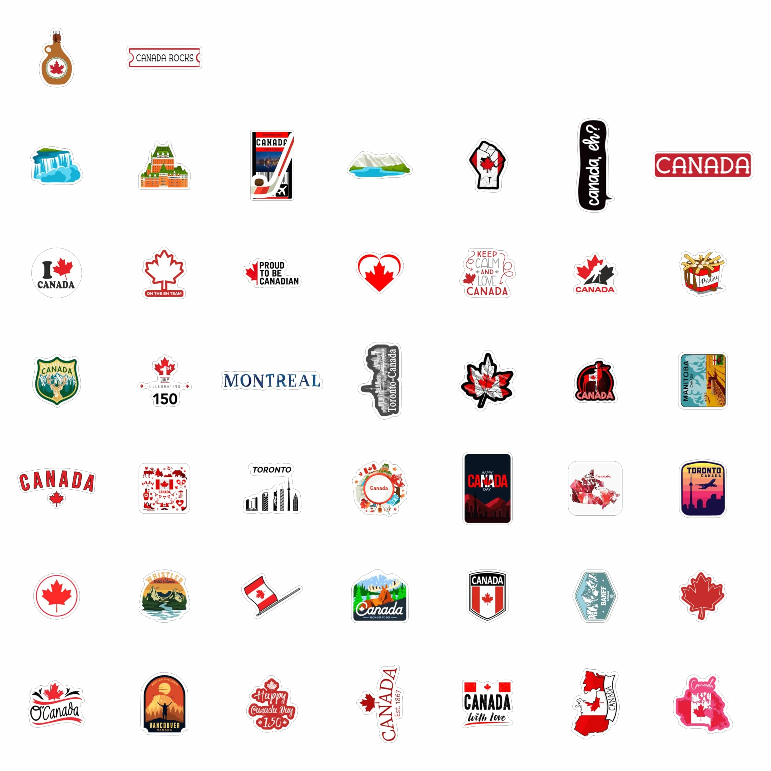 Adesivi Canada per Bottiglie d'Acqua e Laptop - Favors e Decorazioni a Tema Cultura Canadese - Canada Stickers