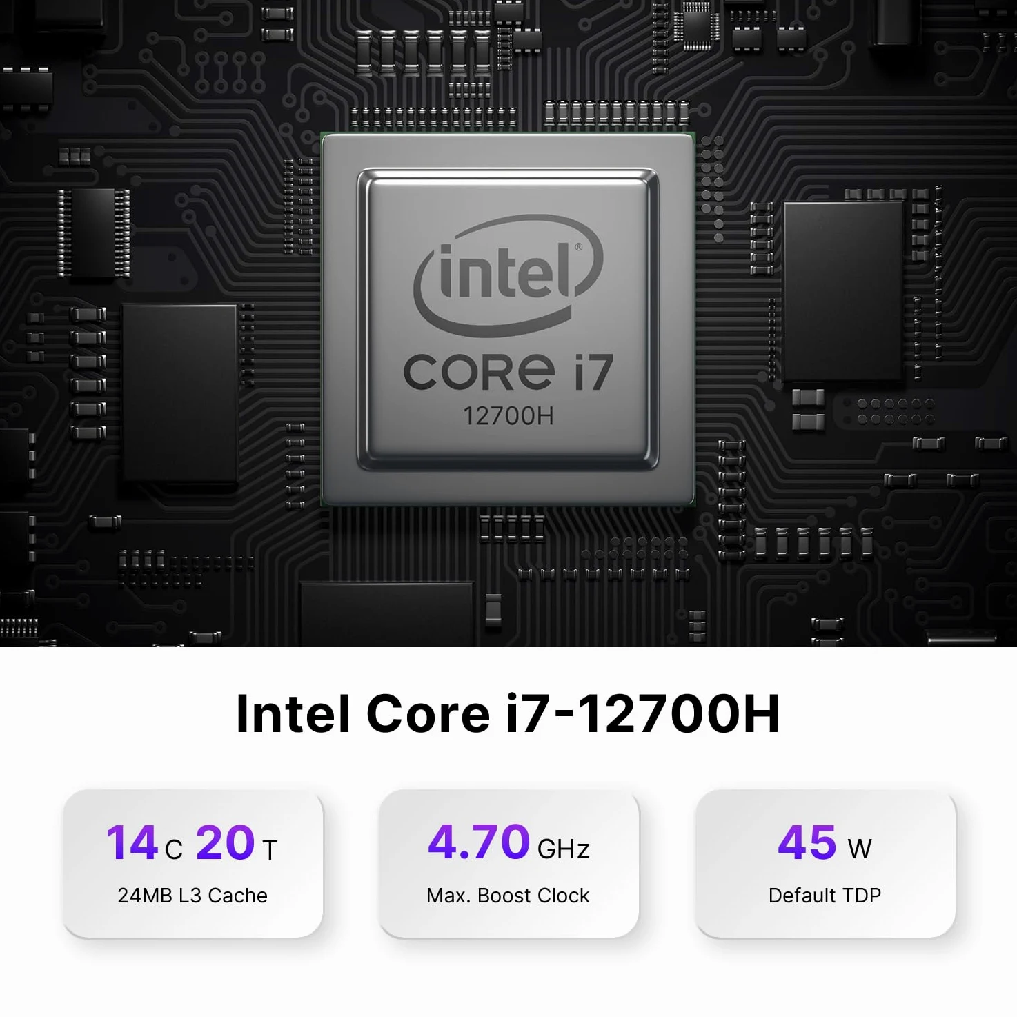 N3 Mini PC,con Core i7 12700H processore (14C/20T,fino a 4,7GHz) Mini PC Gaming,32GB DDR4,512GB NVMe,4K Qud Display/2.5G LAN/WiFi 6/BT 5.2 per Ufficio/Azienda/Casa