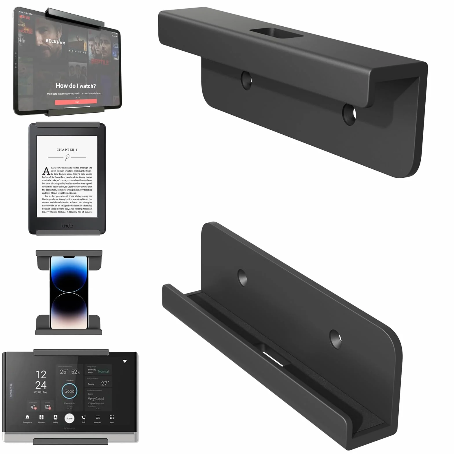 sciuU Supporto da Parete Universale per Tablet Smartphone eReader Telecomando, compatibile con iPad iPhone Samsung Surface Huawei Xiaomi Lenovo