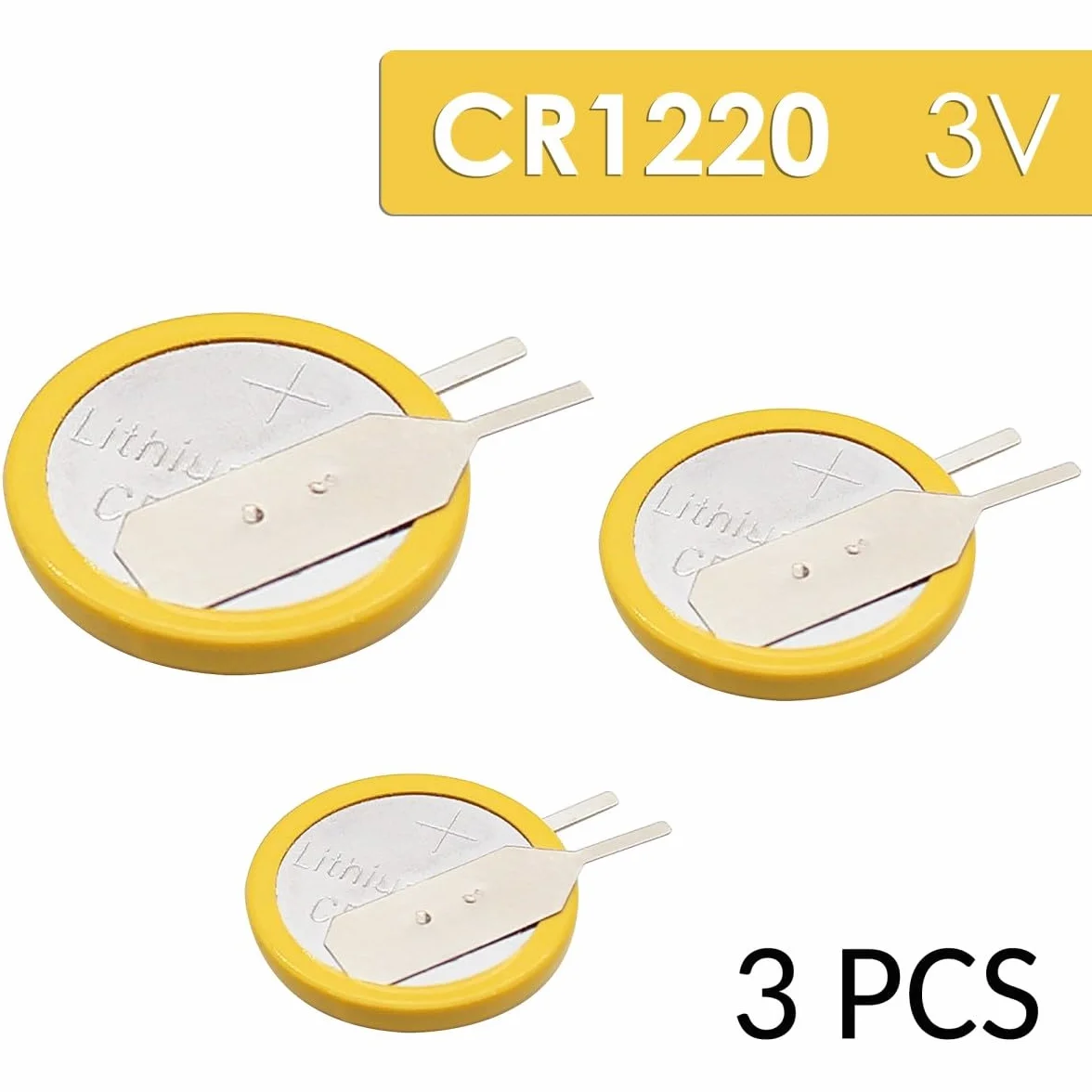 SIMPLETEK - 3X Batteria BIOS CR1220 Gialla - CMOS Time Battery 3 V - 40 mAh (Confezione da 3)