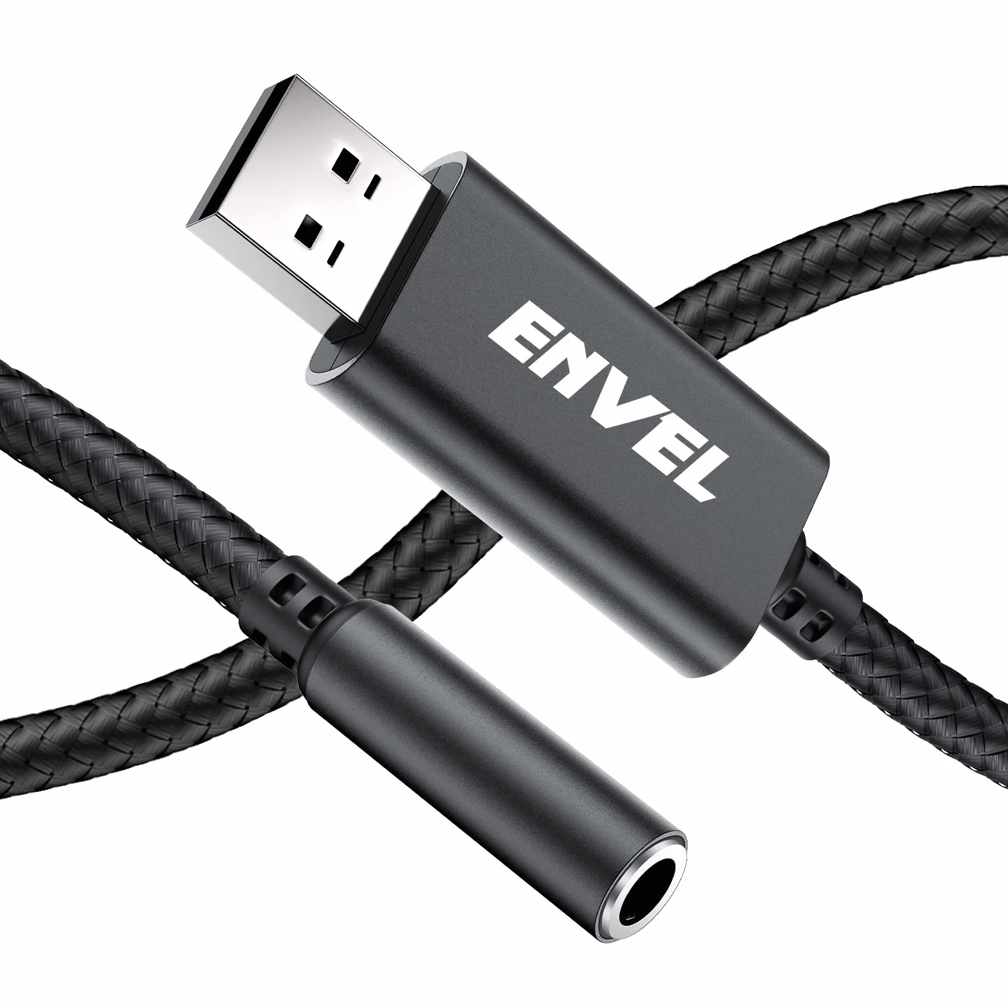ENVEL Adattatore USB Jack Audio 3,5 mm Doppio per Cuffie Microfono Scheda Audio Esterna TRRS a 4 poli Cavo aux USB Maschio a Jack Femmina Compatibile con Cuffie Gaming PC Laptop PS4 Linux, NERO