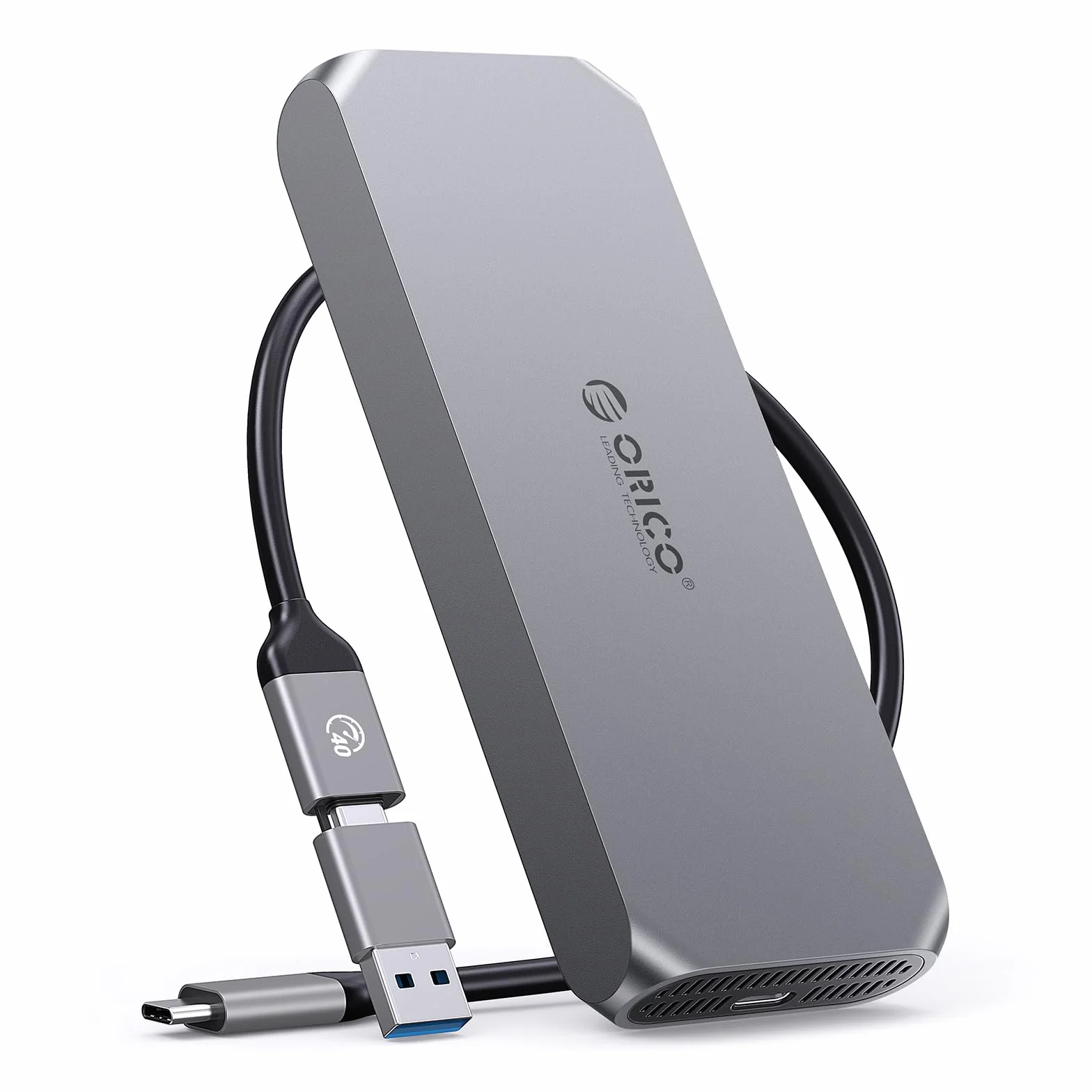 ORICO Alloggiamento SSD da 40 Gbps M2 compatibile con USB4 Thunderbolt 4/3, fino a 3100 MB/s NM2 NVMe adattatore per 2230 2242 2260 2280 (M Key) SSD alloggiamento in alluminio COM2