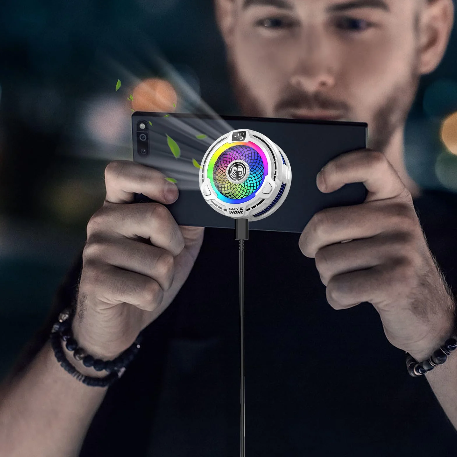 Dissipatore per Telefoni, Ventola Magnetica 30W Per Cellulare, di Raffreddamento Portatile a Velocità Regolabile per Live Streaming Smartphone Giochi Estivi Tablet Vlog in Clima Caldo