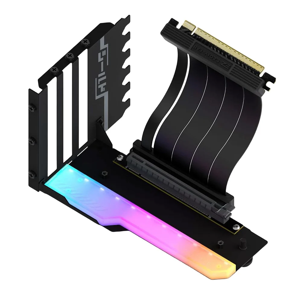 Kit di supporto per scheda grafica verticale con cavo Riser PCI-E 4.0 X16 da 15 cm, kit di supporto per scheda video ad angolo retto di 90 gradi, supporto per scheda grafica (nero lucido