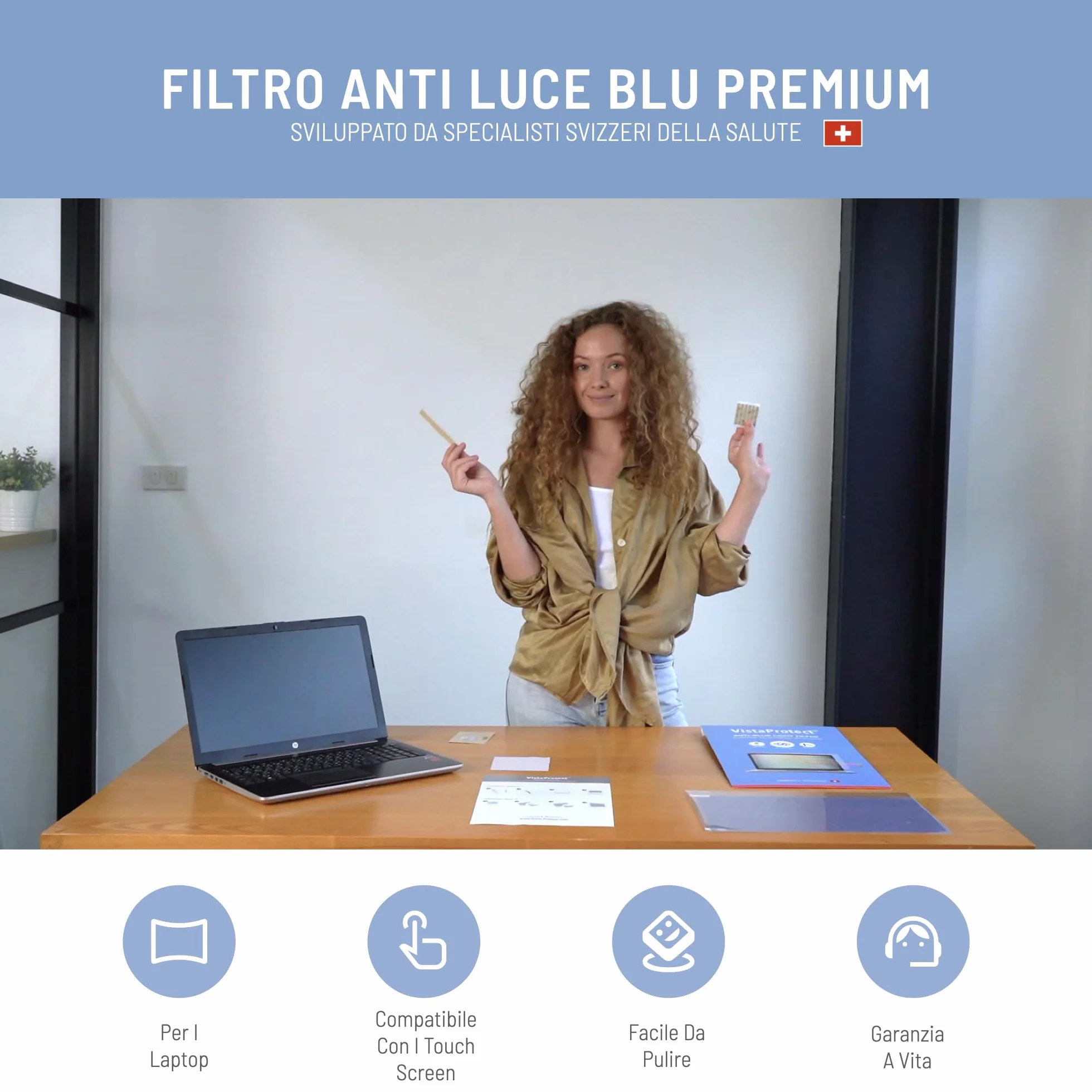 VistaProtect – Filtro Anti Luce Blu Premium per Schermo Laptop PC, Rimovibile (14" pollici)