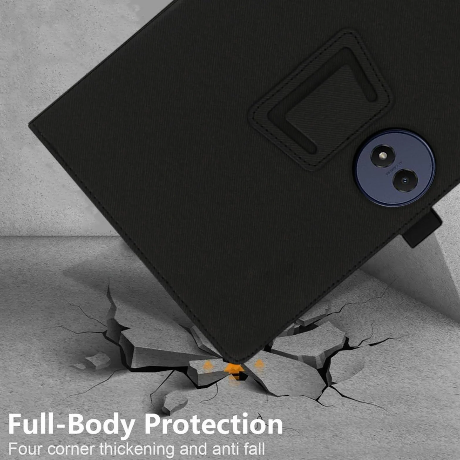 MEMELOKA Custodia per TCL Tab A1 Plus 12.2 Pollici, Leggera e Sottile Custodia in Pelle PU con Cinturino da Polso, Morbido Cover con Funzione di Supporto, Nero
