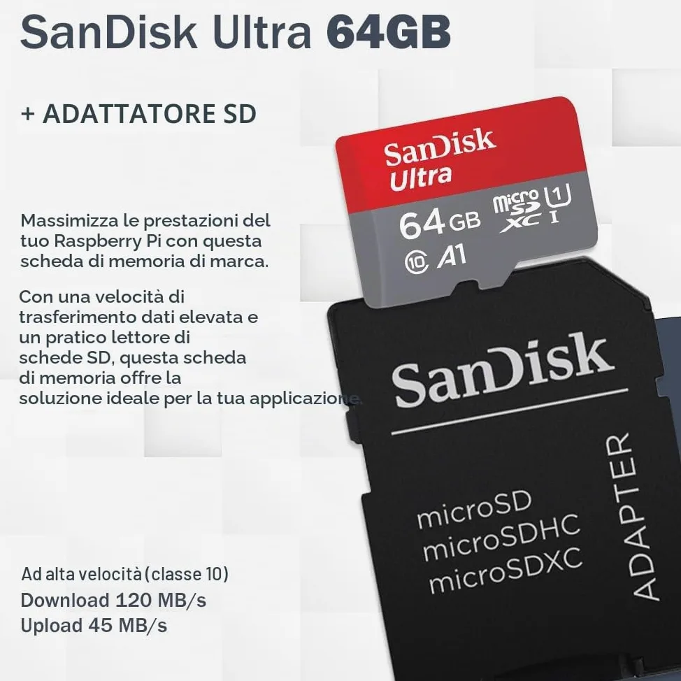 Raspberry Pi 4 8GB Starter Set | Scheda SD Ultra 64GB | Alimentatore USB-C 15W | Alloggiamento | Cavo Micro HDMI 4K | Set Dissipatore di Calore | Raspberry Pi 4 Model B 8GB RAM