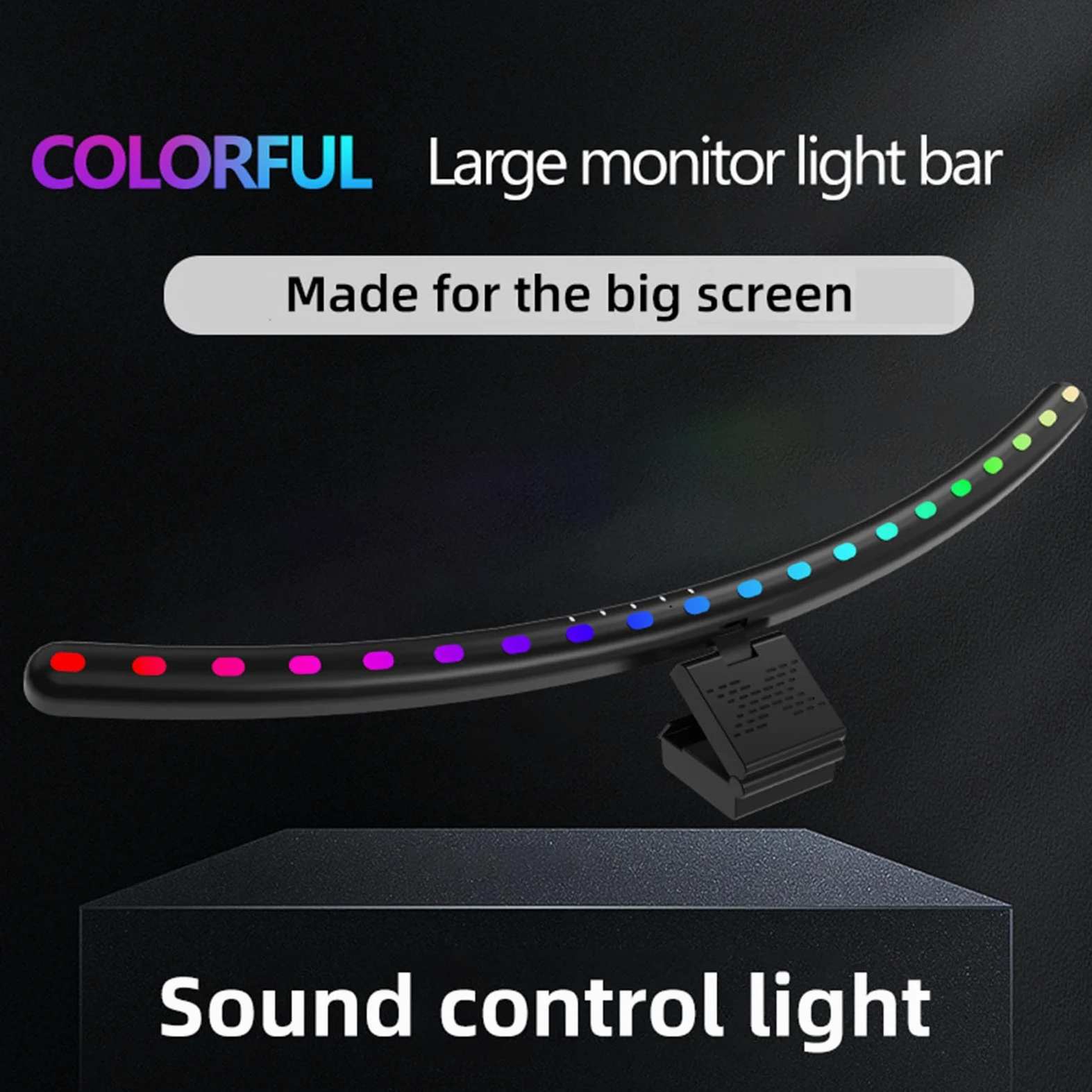 Barra luminosa di monitoraggio oscurità con cassa, retroilluminazione RGB e 7 modalità di colore, lampada per computer curva per giochi e ufficio, barra a led a LED