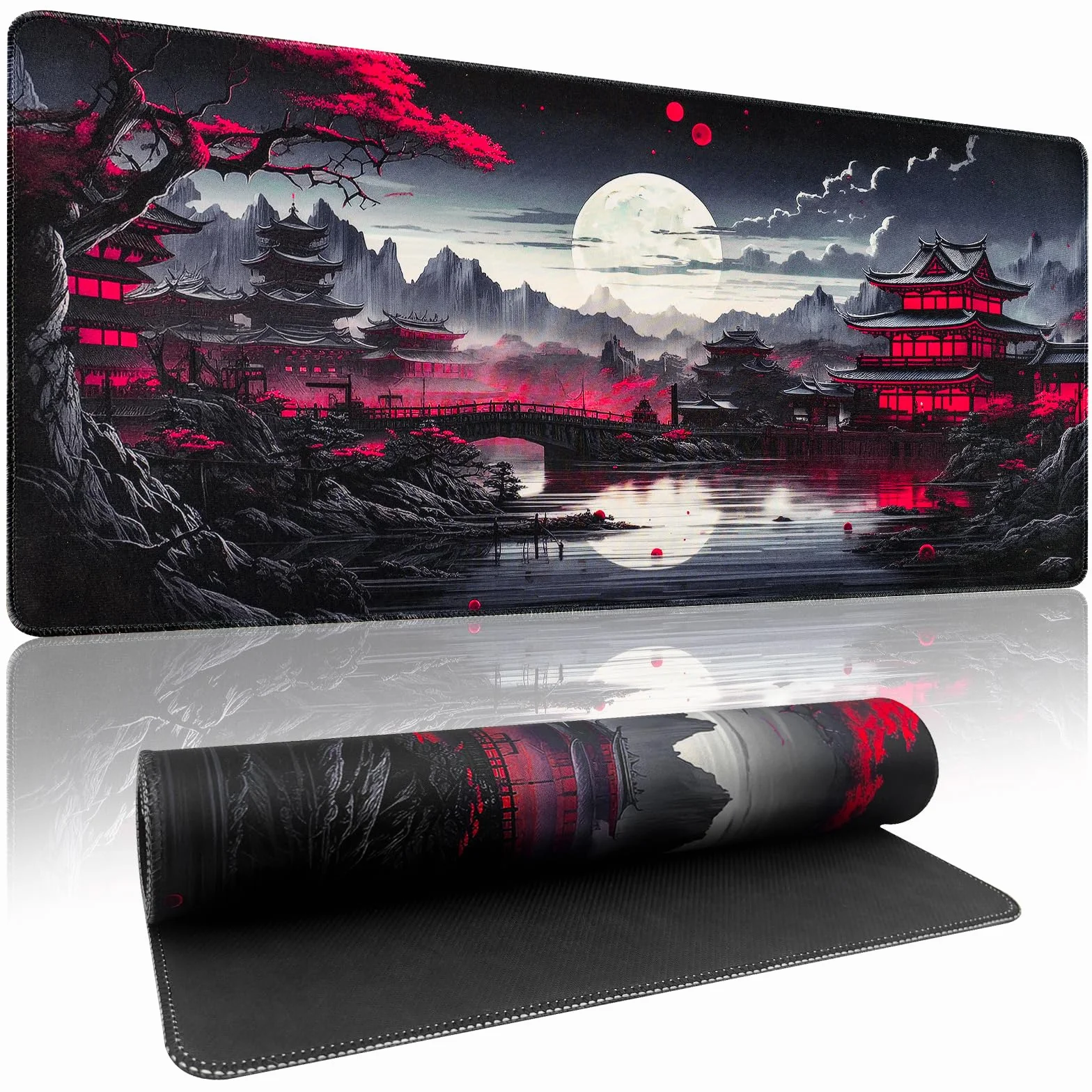 Zindoo Tappetino Mouse Gaming XXL 900x400x3mm Antiscivolo Precisione Nero Giapponese