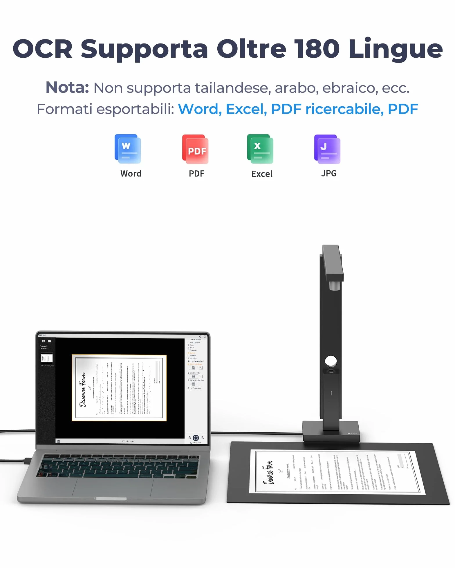 CZUR Lens 1200 Pro Scanner Documenti 12MP Alta Risoluzione A4 330DPI Multilingue OCR Windows macOS