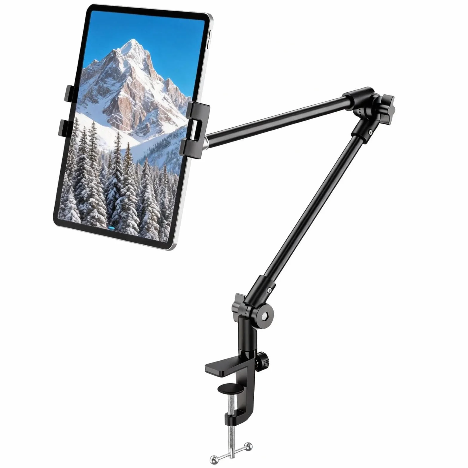 Supporto per Tablet a Braccio Lungo 27 Pollici 360°, per iPad Pro Galaxy iPhone, Videocamera Proiettore Webcam