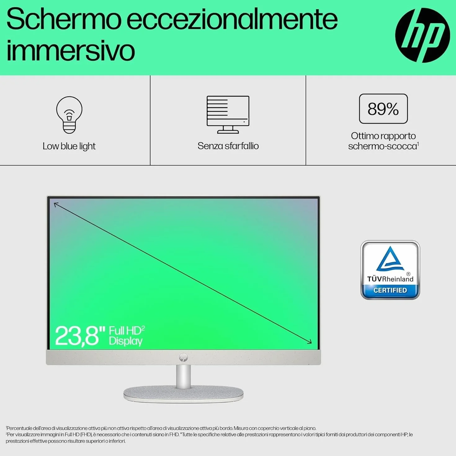 HP All-in-One 24-cr0000sl Intel Core i3-1315U 8GB RAM 512GB SSD 23,8" FHD IPS Windows 11 Bianco