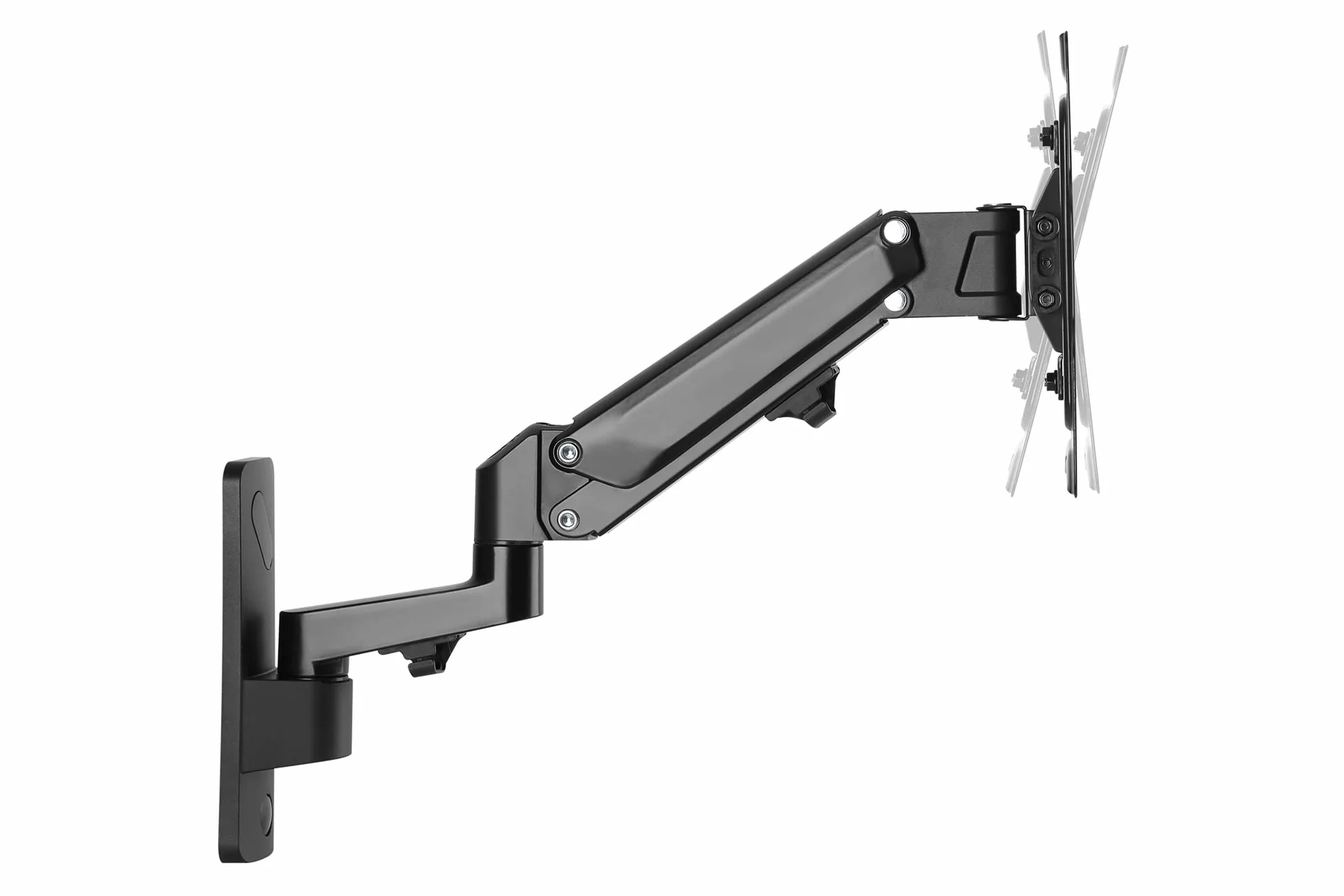DIGITUS supporto a parete per monitor con molla a gas e braccio girevole - per schermi da 17-43" - carico massimo 23kg - VESA 75x75/100x100 - orientabile, inclinabile, girevole e regolabile in altezza