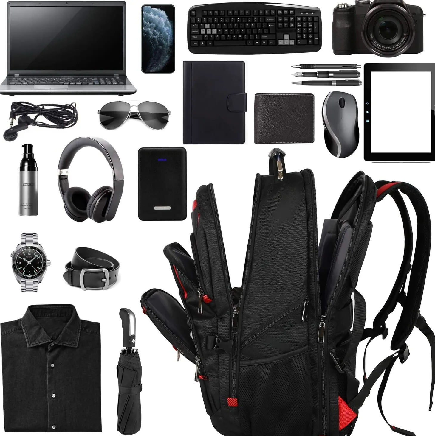 18.4 Laptop Backpack for Men, 55L Extra Large Gaming Laptops Backpack with USB Charger Port,TSA Friendly Flight Approved and RFID Anti-Theft Pocket,Water Resistant Suiltable for Traveling & Business